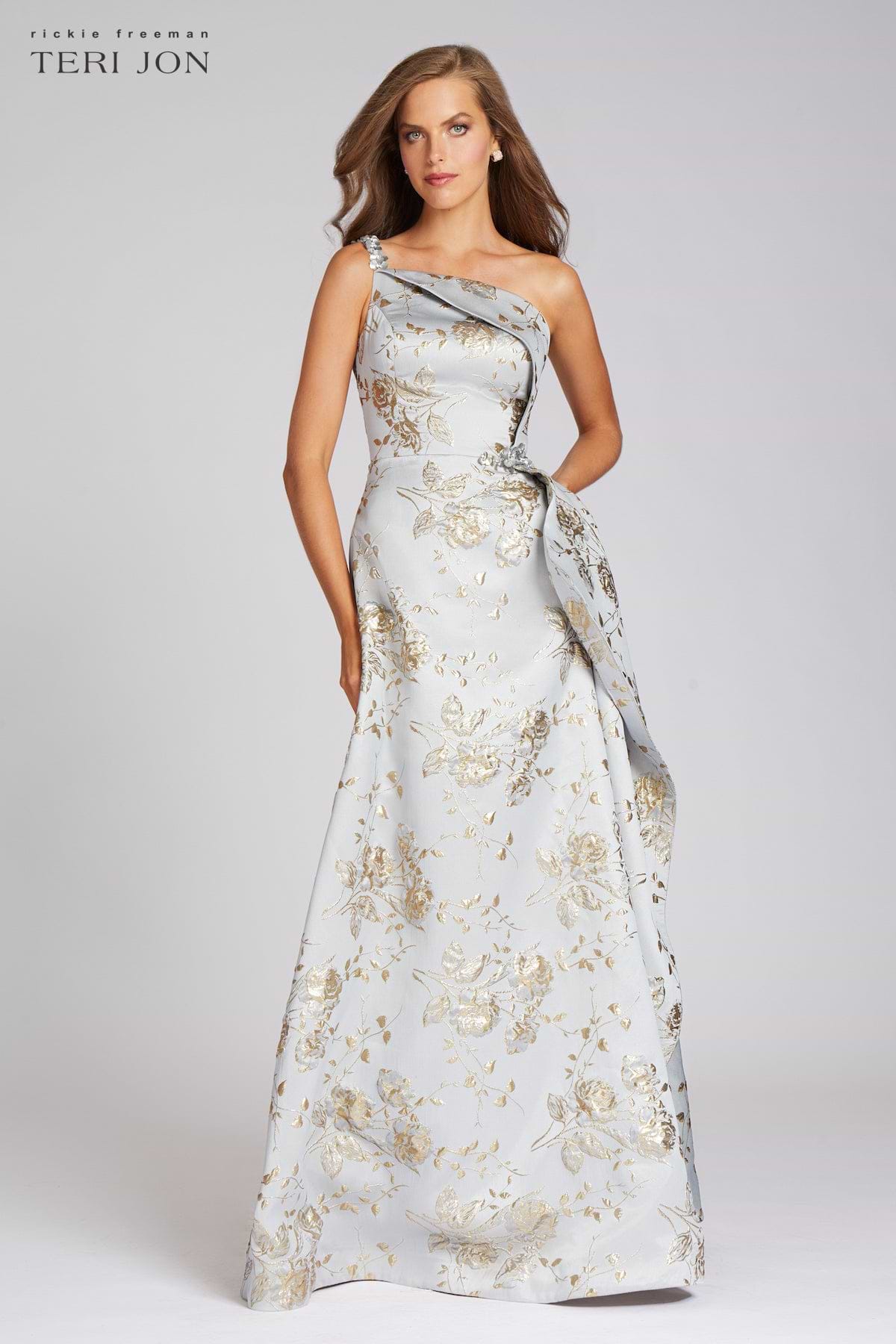 Metallic Jacquard Beaded Gown Terijon.com Metallic Jacquard Beaded Gown Terijon.com