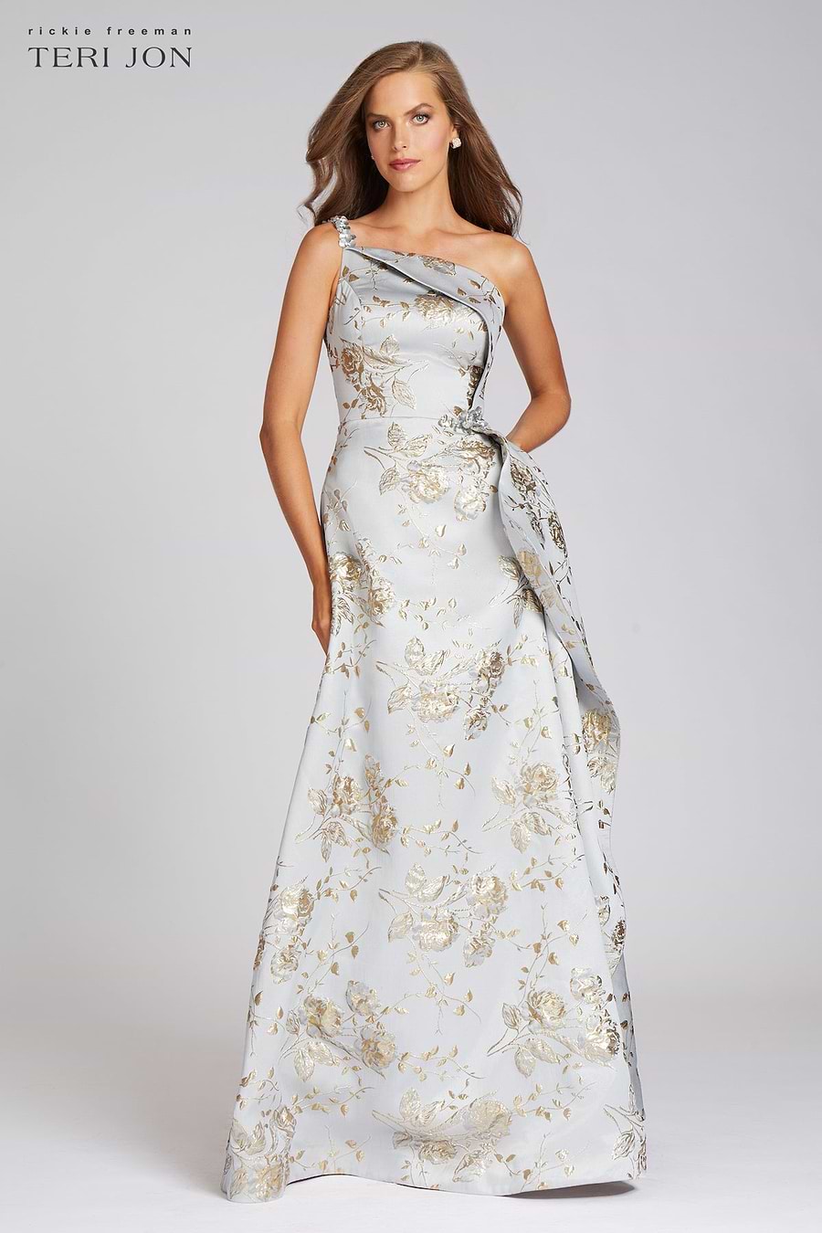 Teri Jon Metallic Jacquard Beaded Gown Size 12 Teri Jon Metallic Jacquard Beaded Gown Size 12