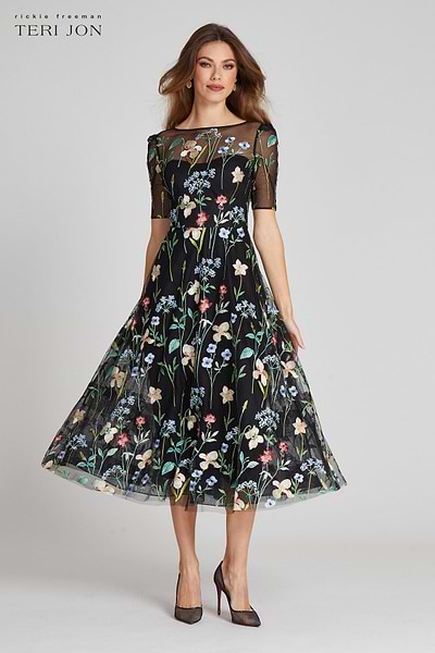 Embroidered Tulle Dress With Floral Print Terijon.com Embroidered Tulle Dress With Floral Print Terijon.com