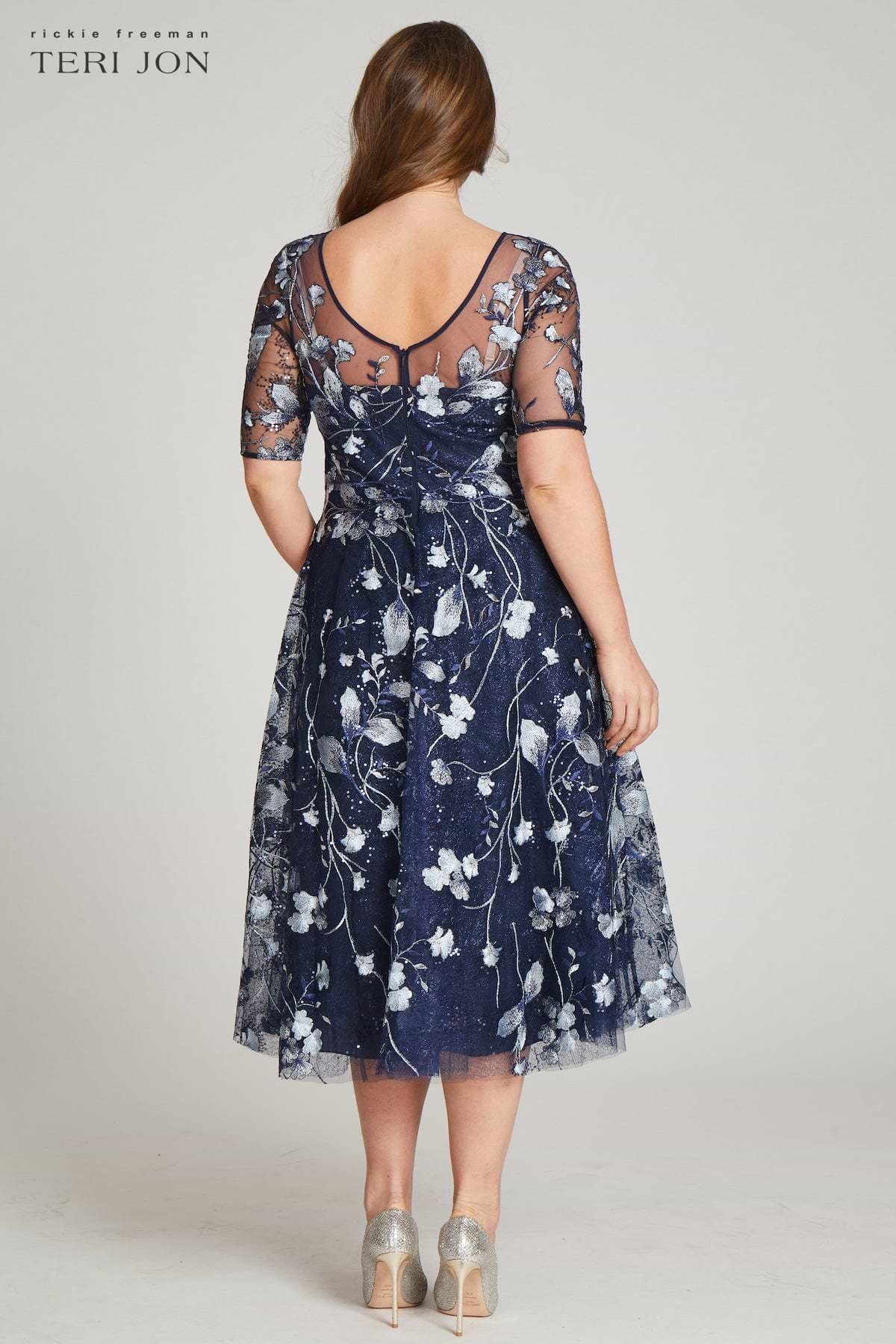 Tea Length Embroidered Tulle Cocktail Dress  Terijon.com