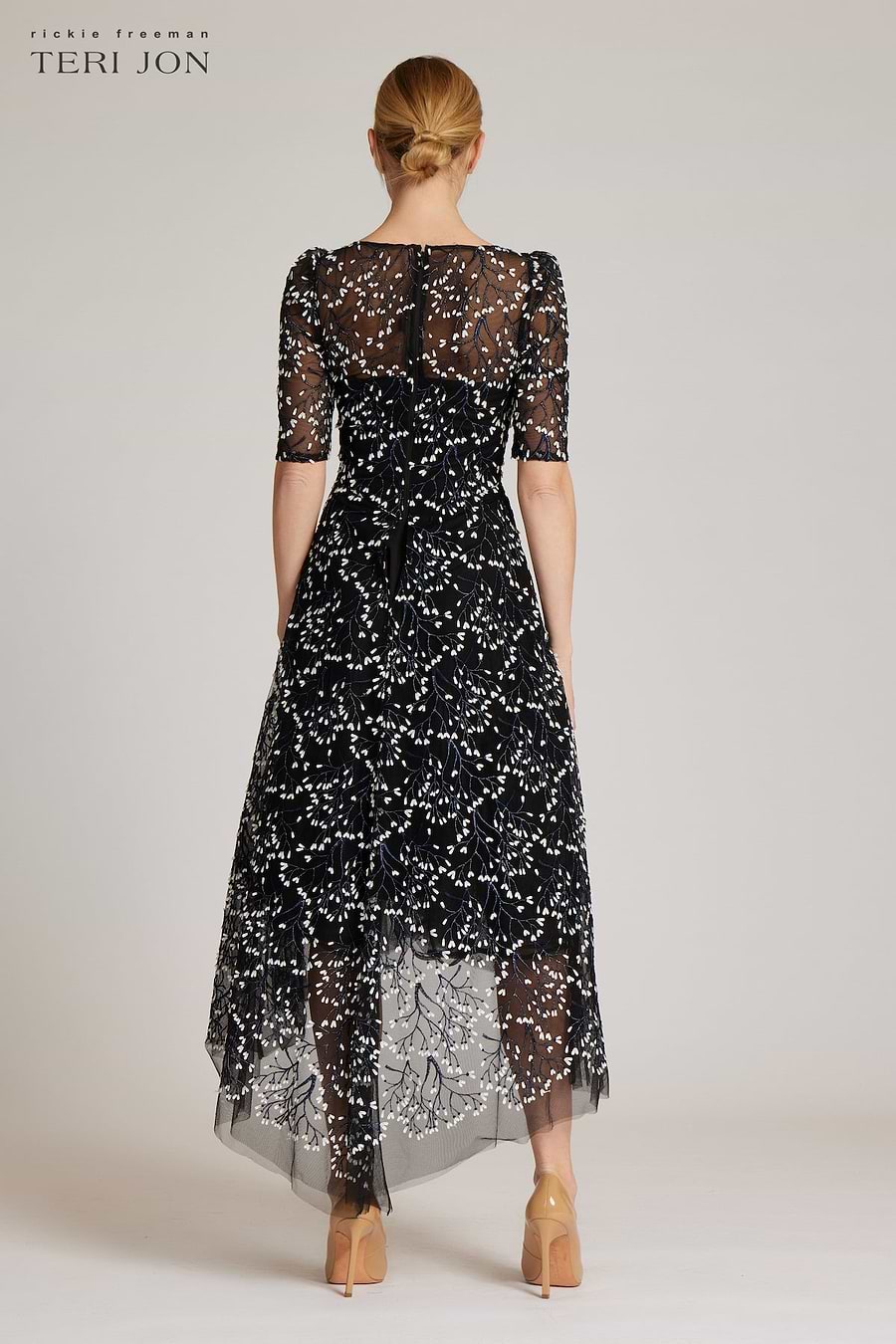 Lace Short Sleeve High Low Dress | Teri Jon Terijon.com Lace Short Sleeve High Low Dress | Teri Jon Terijon.com