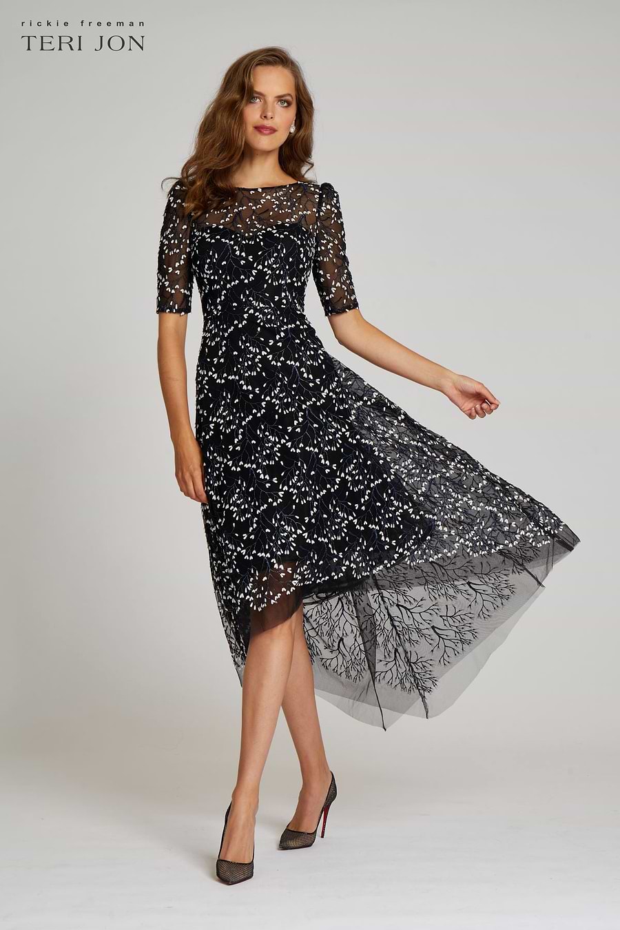 Lace Short Sleeve High Low Dress Lace Short Sleeve High Low Dress