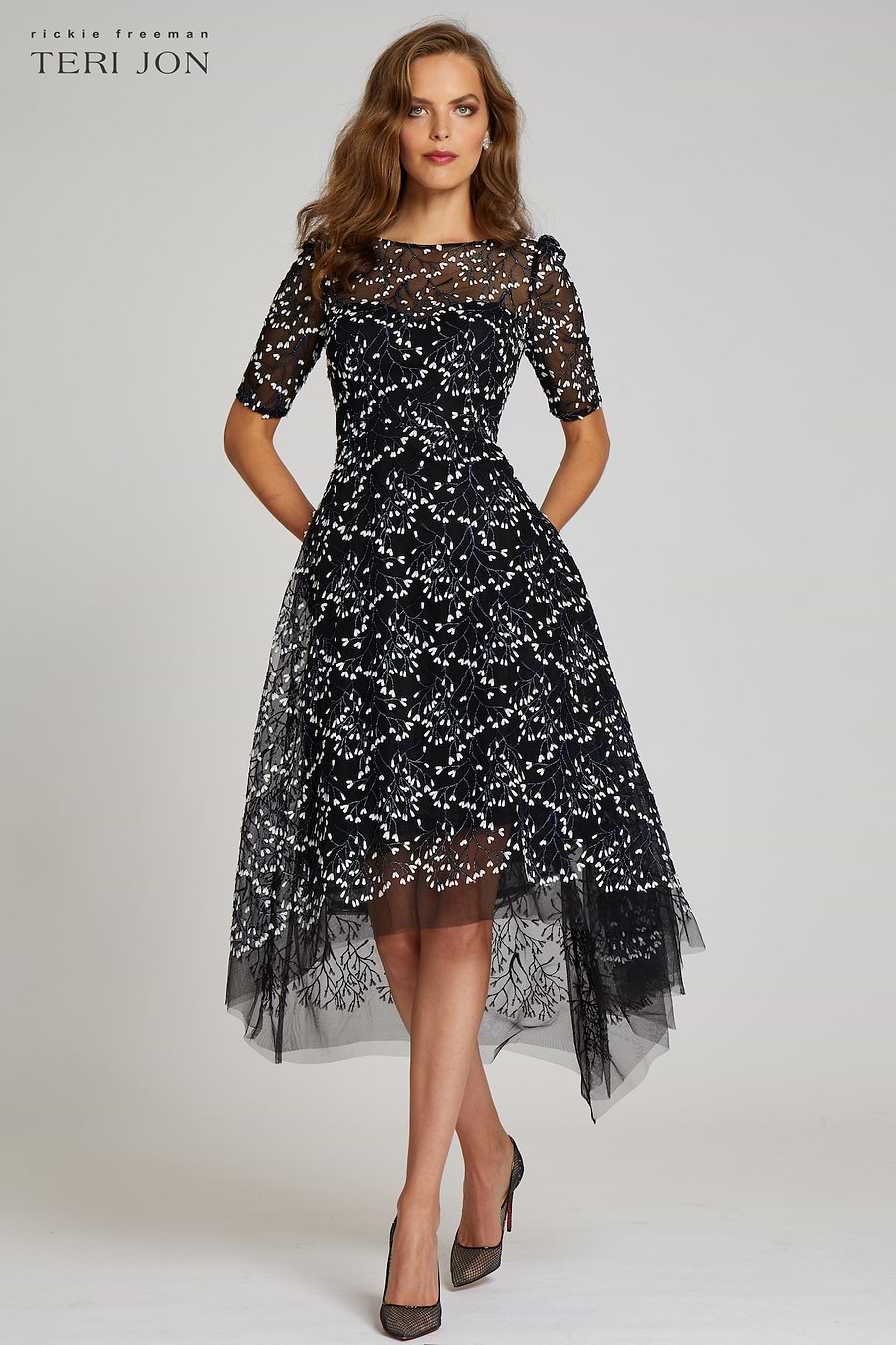 Lace Short Sleeve High Low Dress Lace Short Sleeve High Low Dress