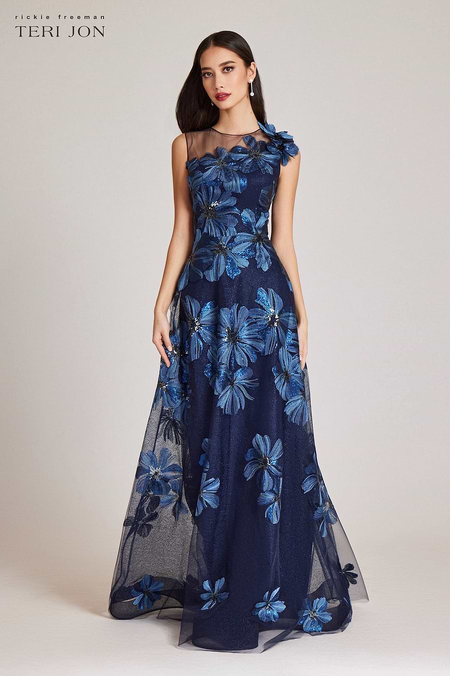 teri jon embroidered tulle dress Delicate details, timeless beauty. This embroidered tulle dress is a true work of artswipe for a closer look