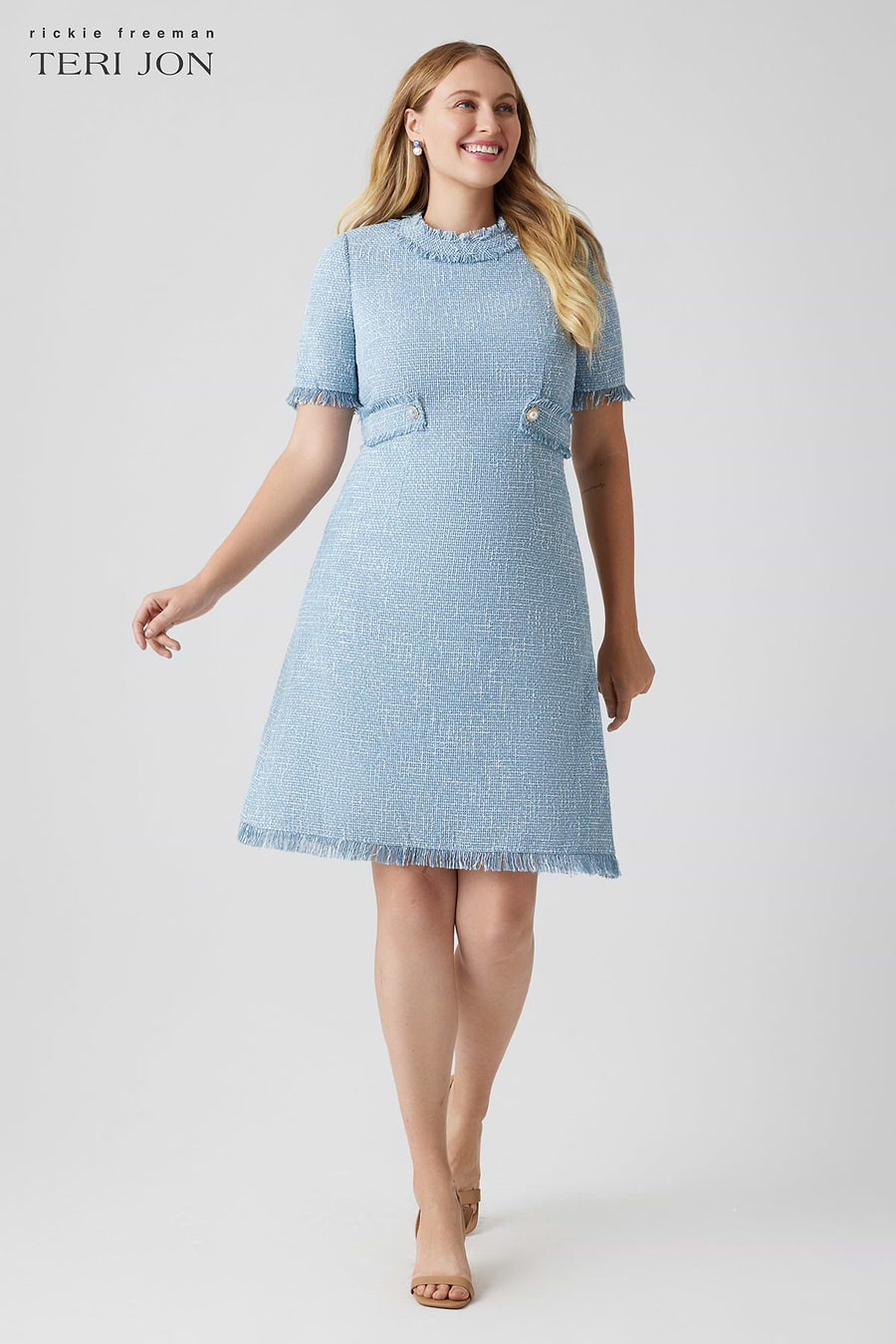 boucle dress knee length Erin Pink Boucl Dress Andiata