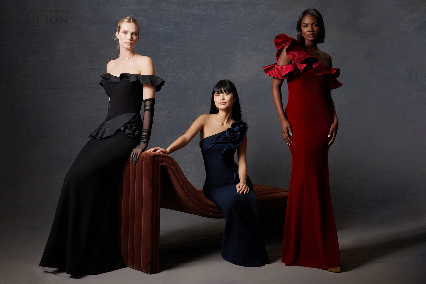 Velvet Trapunto Ruffle Asymmetrical Gown – Terijon.com