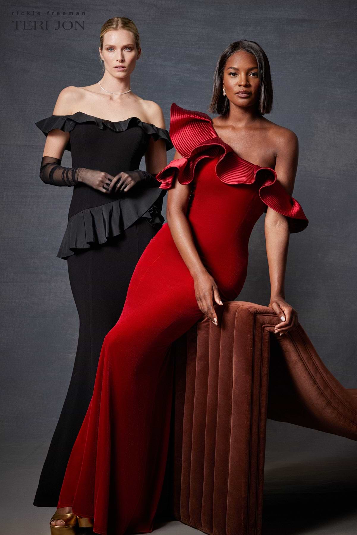 teri jon asymmetrical peplum dress Teri Jon Metallic Jacquard One Shoulder Gown - Champagne Multi
