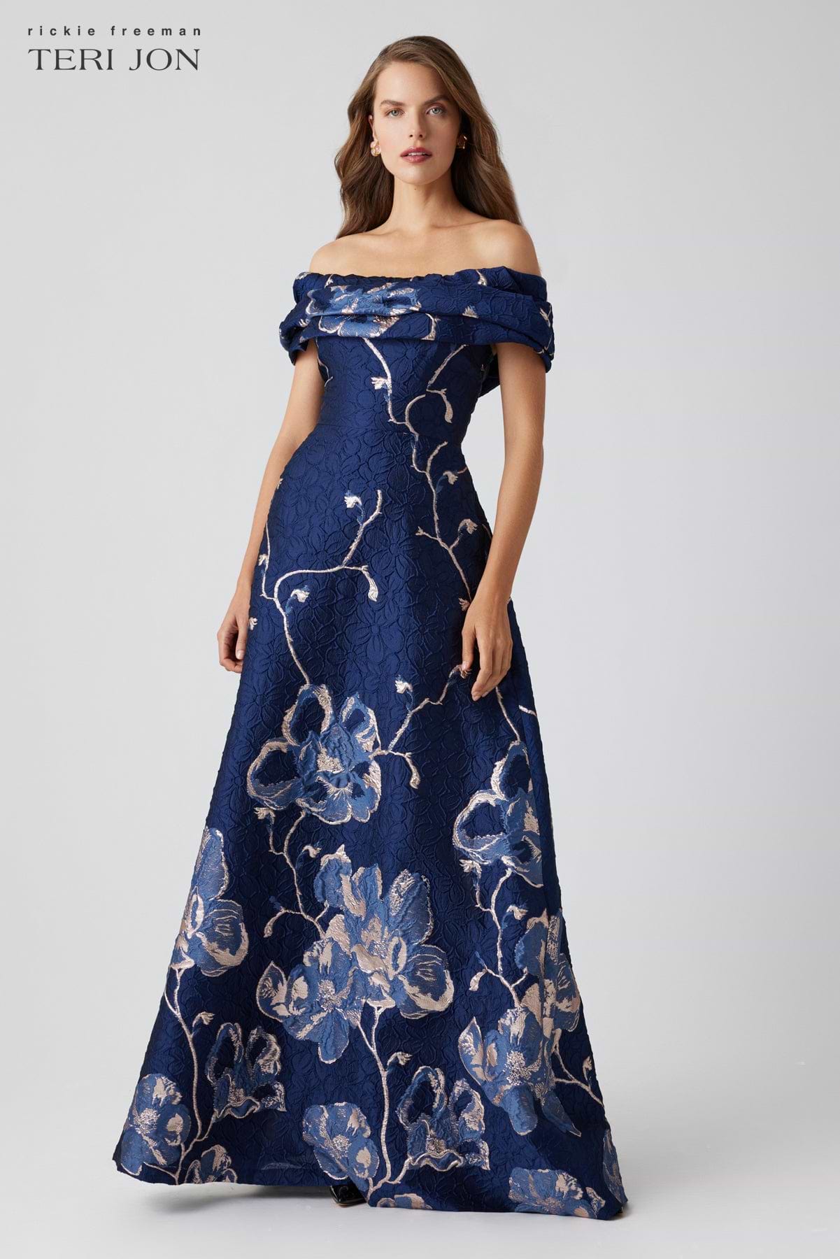 teri jon off the shoulder dress Teri Jon Off The Shoulder Floral Border Gown Size 0
