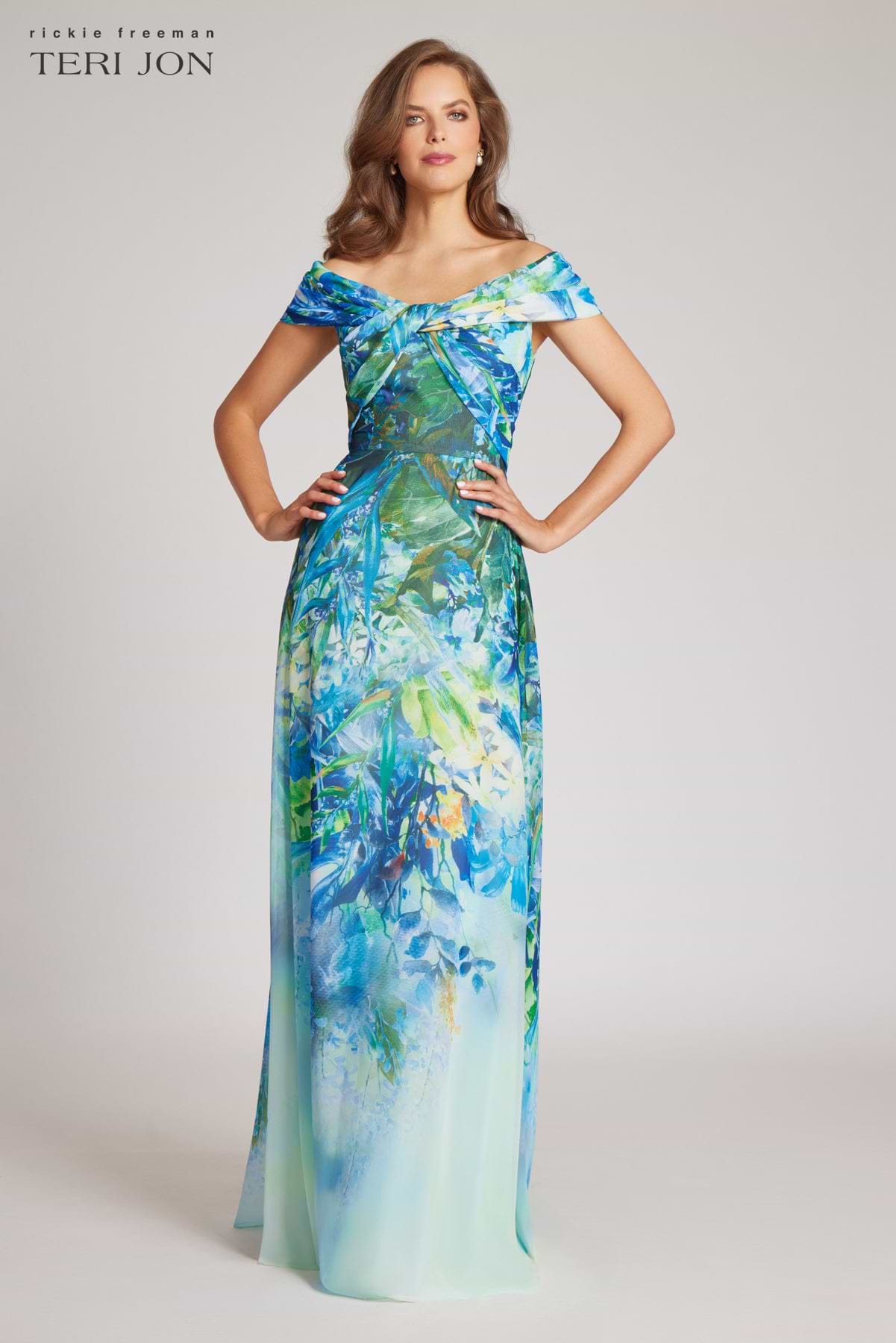 formal dress print Ava Presley Sequin Floral Prom Dress 40120 main image 0