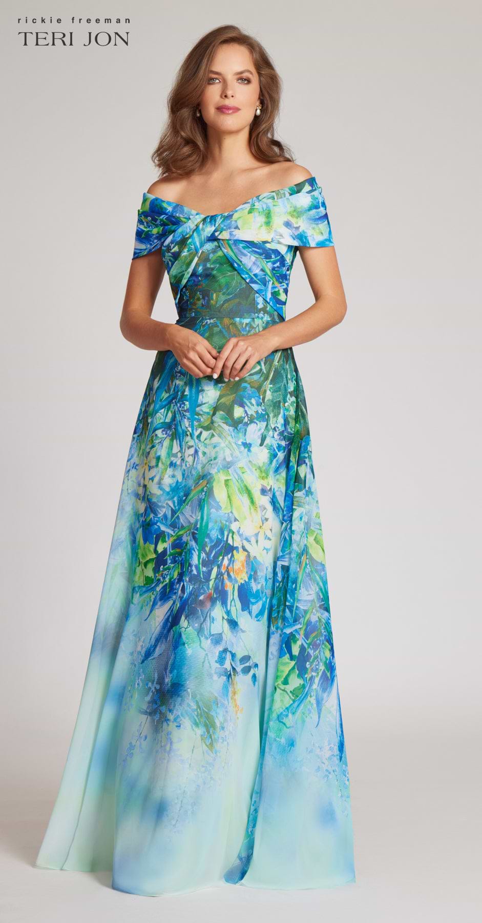Chiffon Off The Shoulder Print Gown Terijon.com Chiffon Off The Shoulder Print Gown Terijon.com