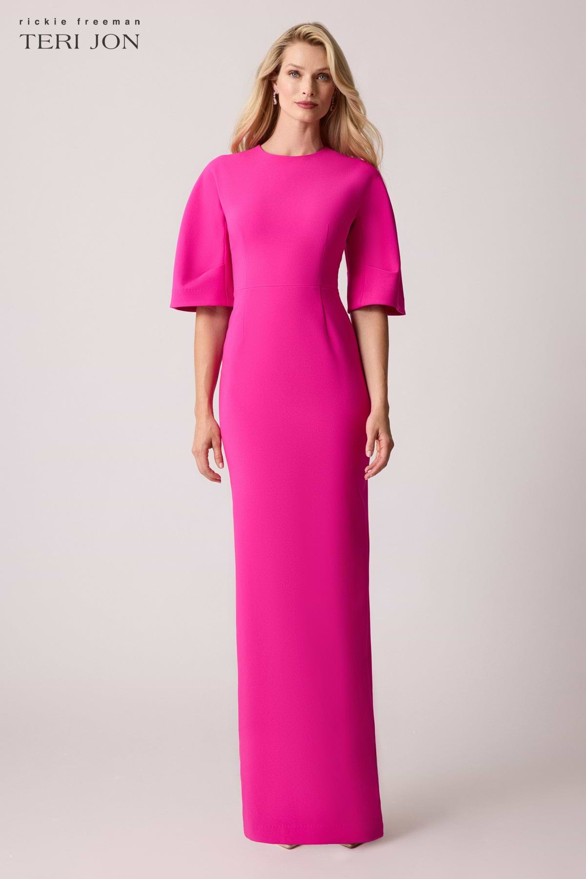 Crepe Fitted Sleeve Gown – Terijon.com