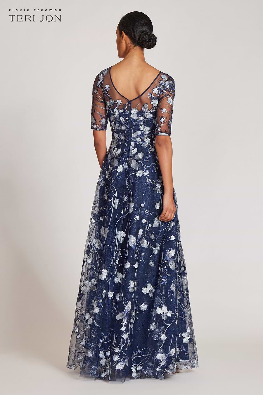 Embroidered Lace Illusion Evening Gown Terijon.com Embroidered Lace Illusion Evening Gown Terijon.com