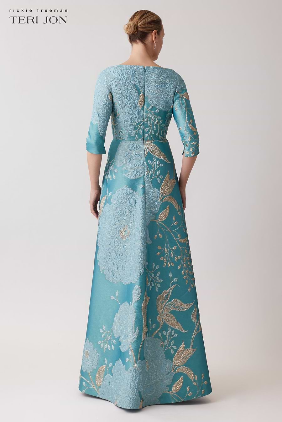 Teri Jon Metallic Jacquard A-Line Evening Gown Size 4 Teri Jon Metallic Jacquard A-Line Evening Gown Size 4