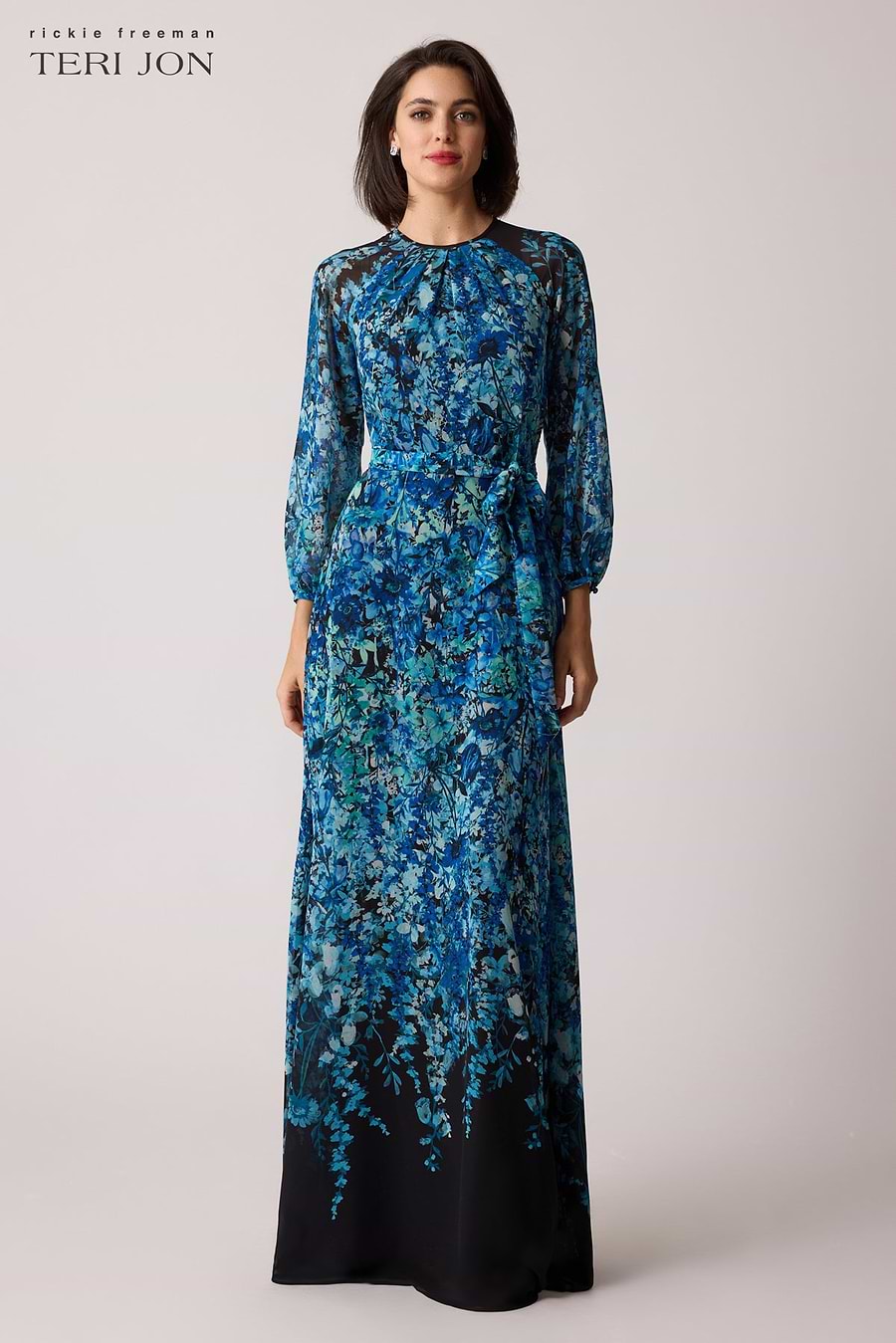 Chiffon Floral Print A Line Gown Terijon.com Chiffon Floral Print A Line Gown Terijon.com
