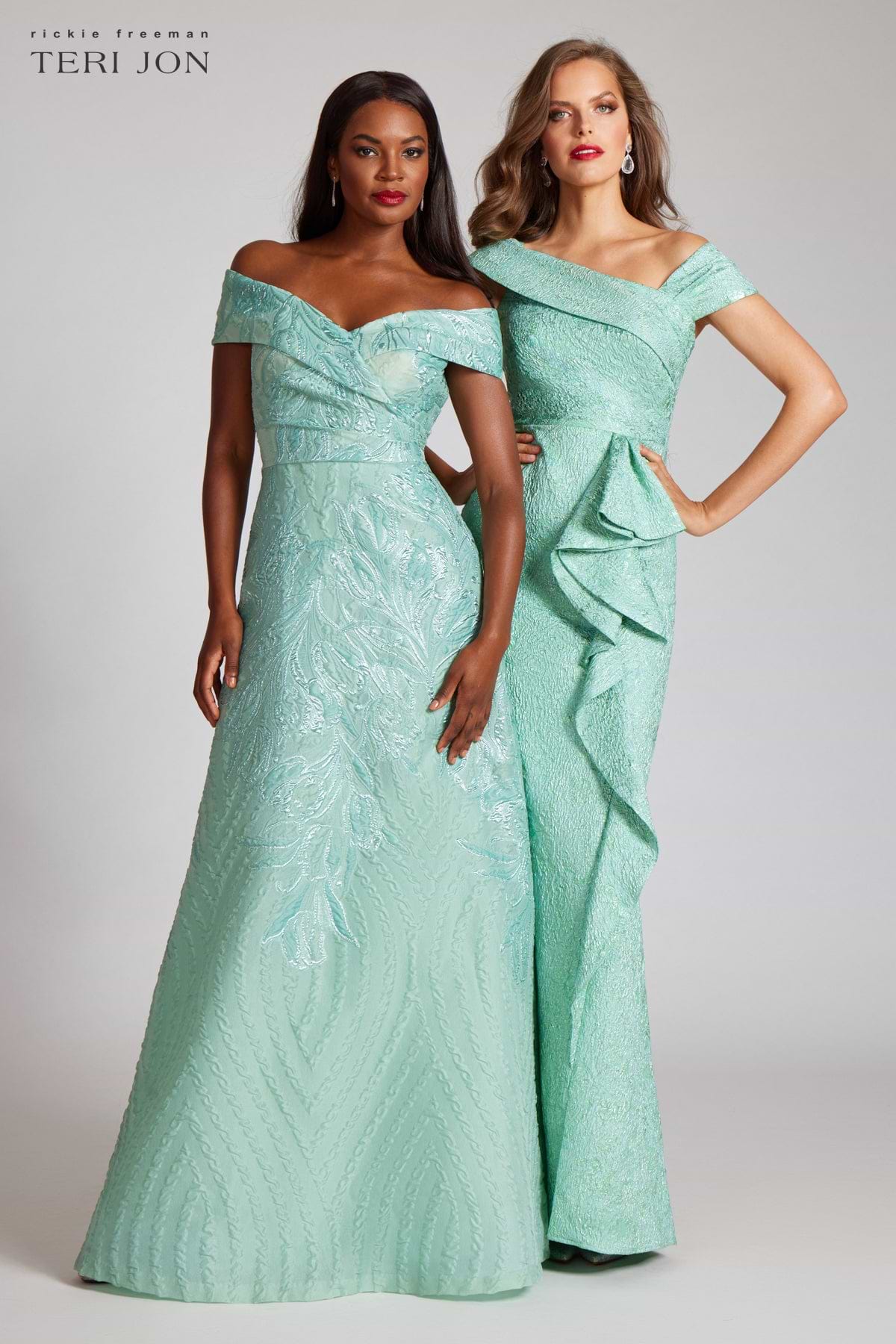 Off The Shoulder Textured Metallic Jacquard Gown – Terijon.com