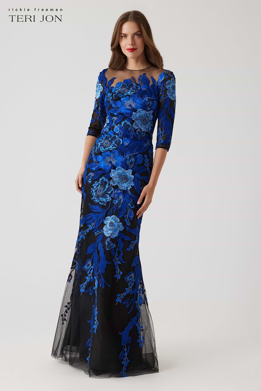 Floral Embroidered Tulle Gown – Terijon.com Floral Embroidered Tulle Gown – Terijon.com