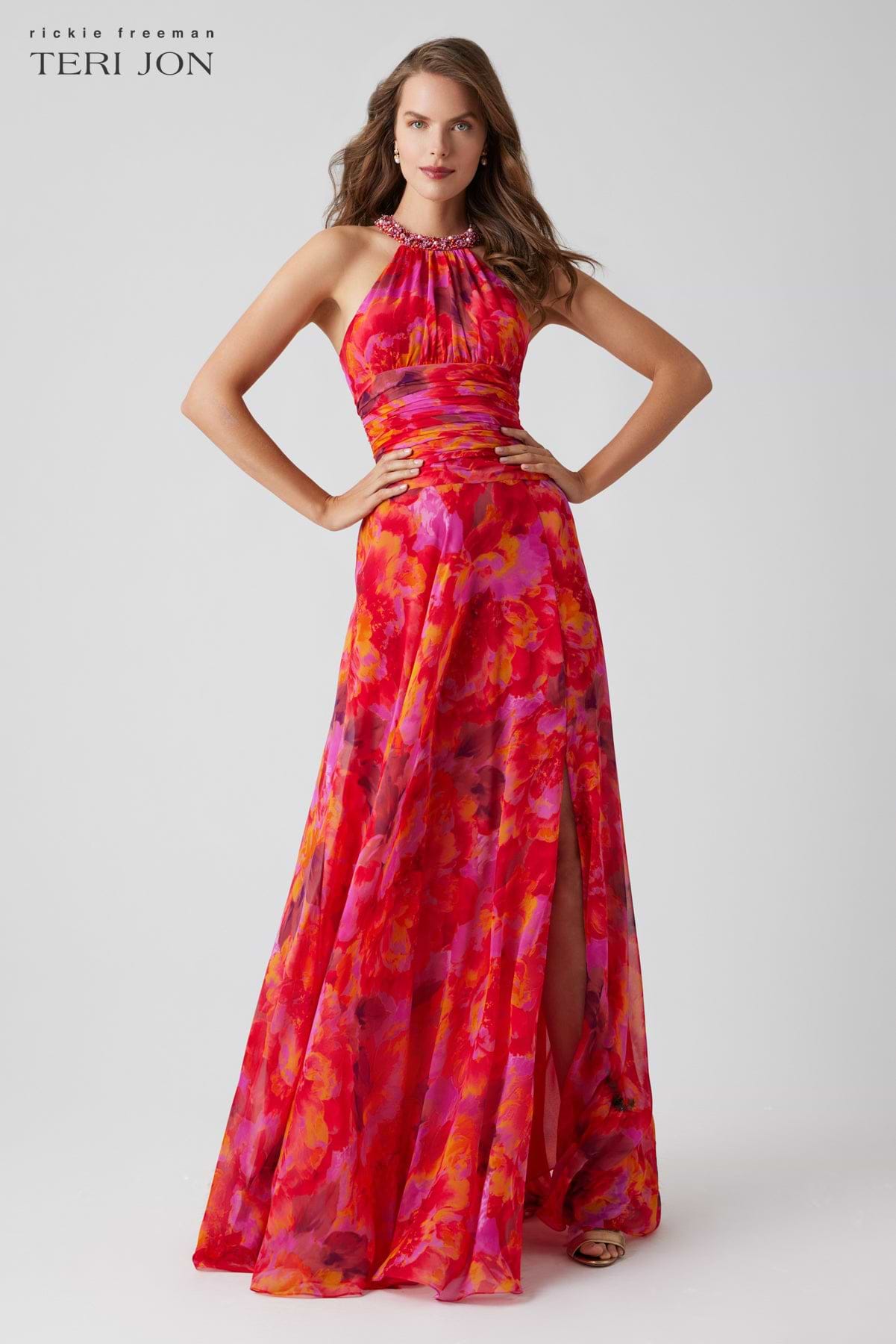 chiffon beaded maxi dress Elaine Chiffon Beaded Maxi Dress / Sky Blue | MESHKI