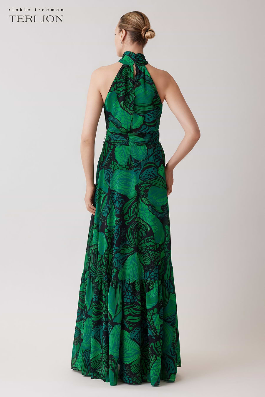 Chiffon Floral Print Halter Gown – Terijon.com Chiffon Floral Print Halter Gown – Terijon.com