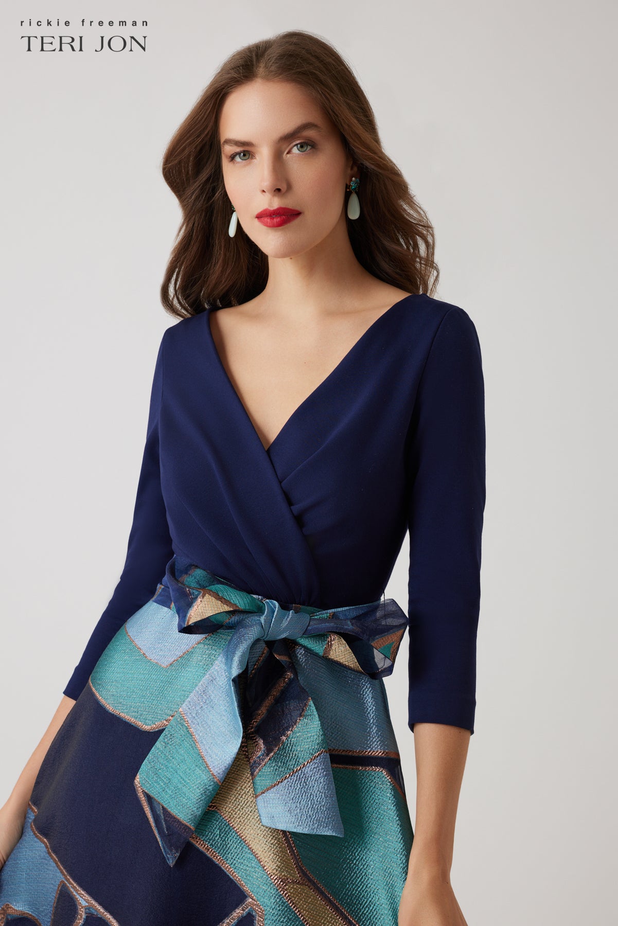 Jersey Top Organza Jacquard Geometric Pattern Skirt