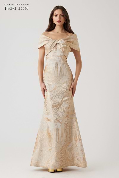 Metallic Jacquard Twist Mermaid Gown – Terijon.com