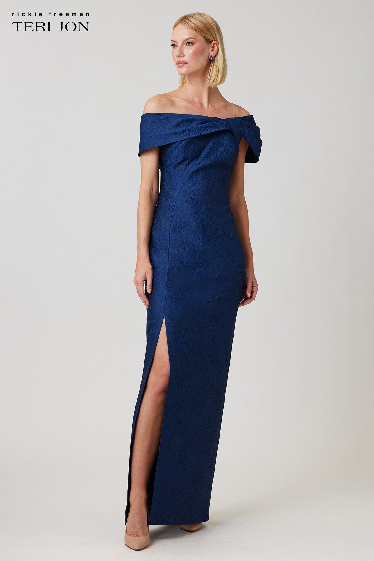 Jacquard Asymmetrical Bow Gown