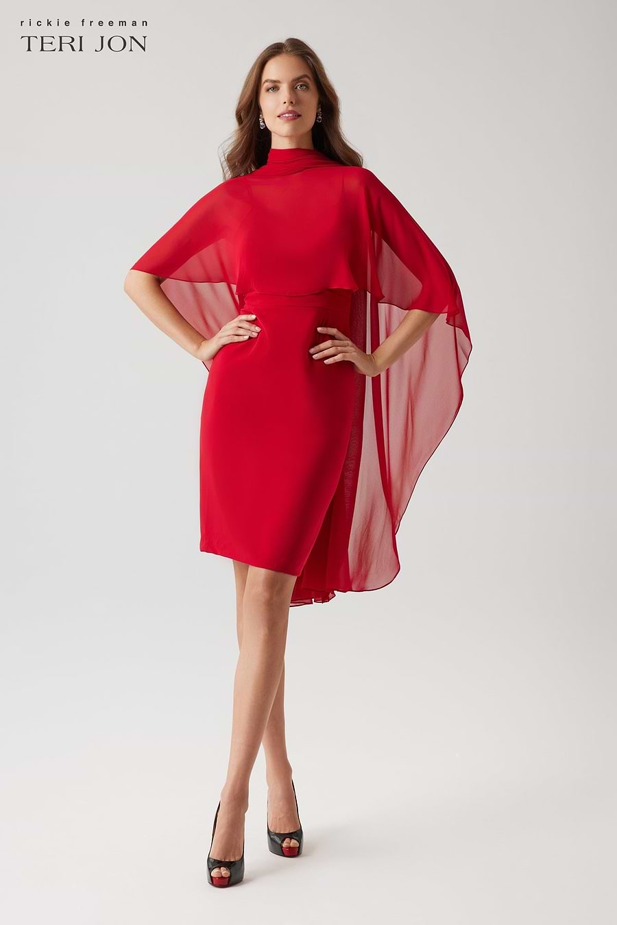 chiffon crepe dress VANA CREPE AND CHIFFON DRESS IN MINT