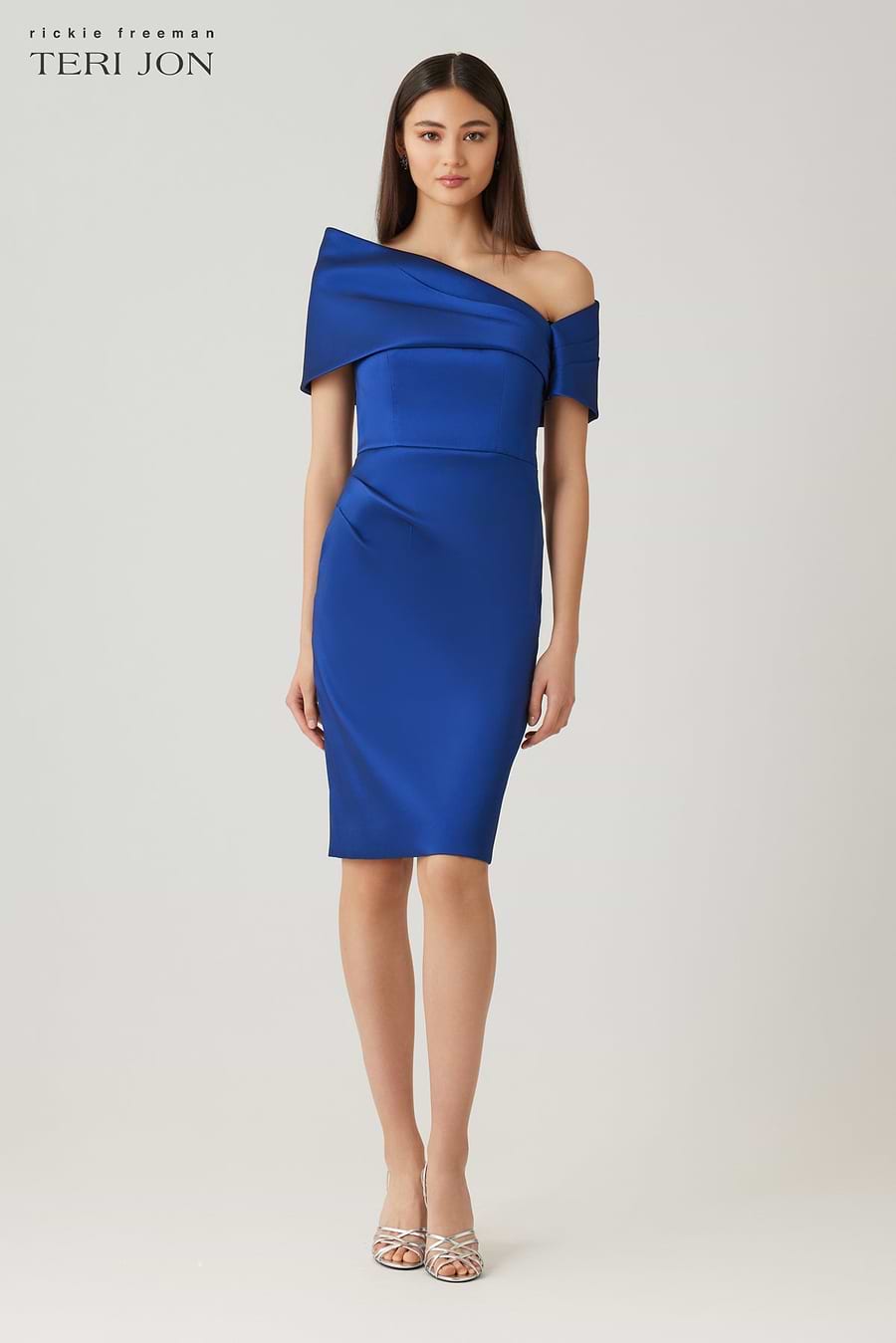stretch taffeta cocktail dress Alex Evenings Stretch Taffeta Party Dress DEEP BLUE / 18