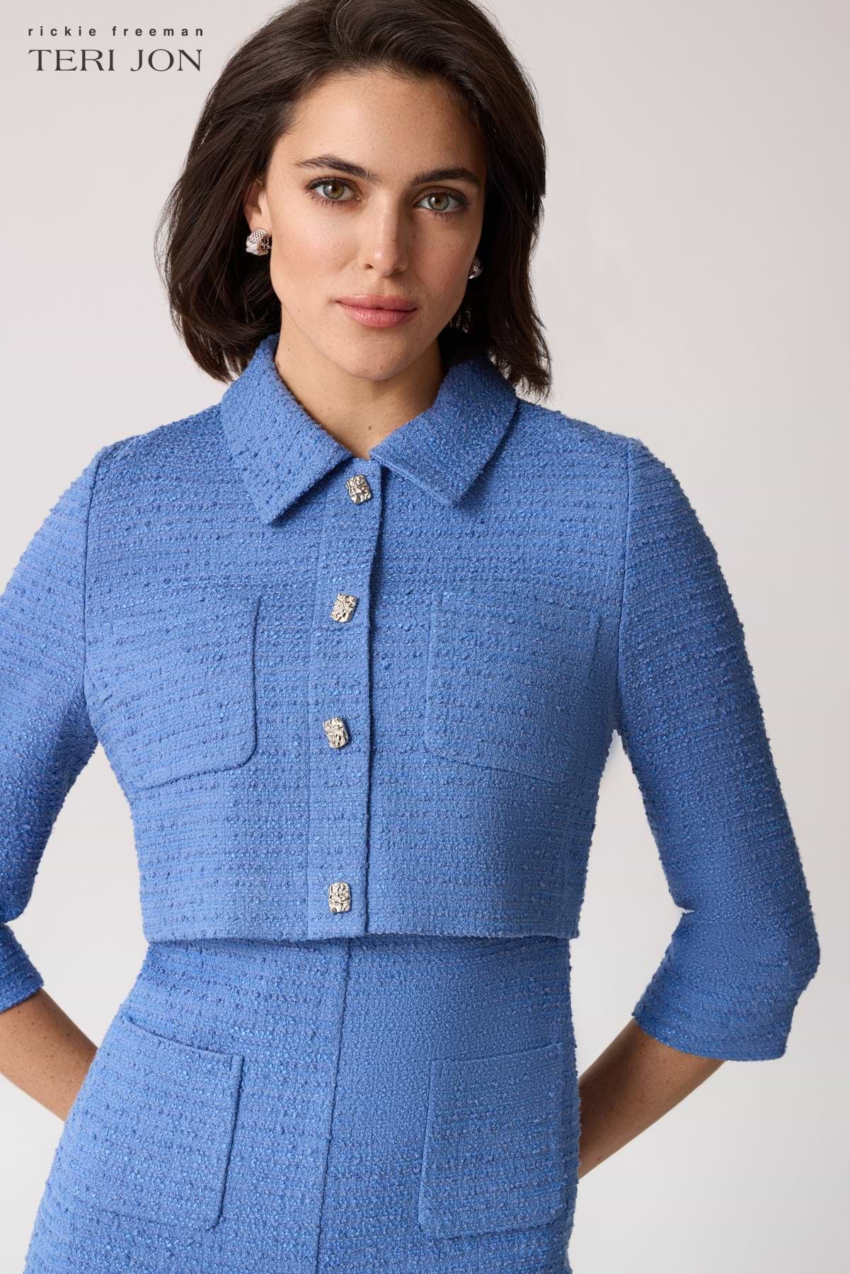 jacket and dress for women Boucle Two Piece Mock Jacket Dress – Terijon.com