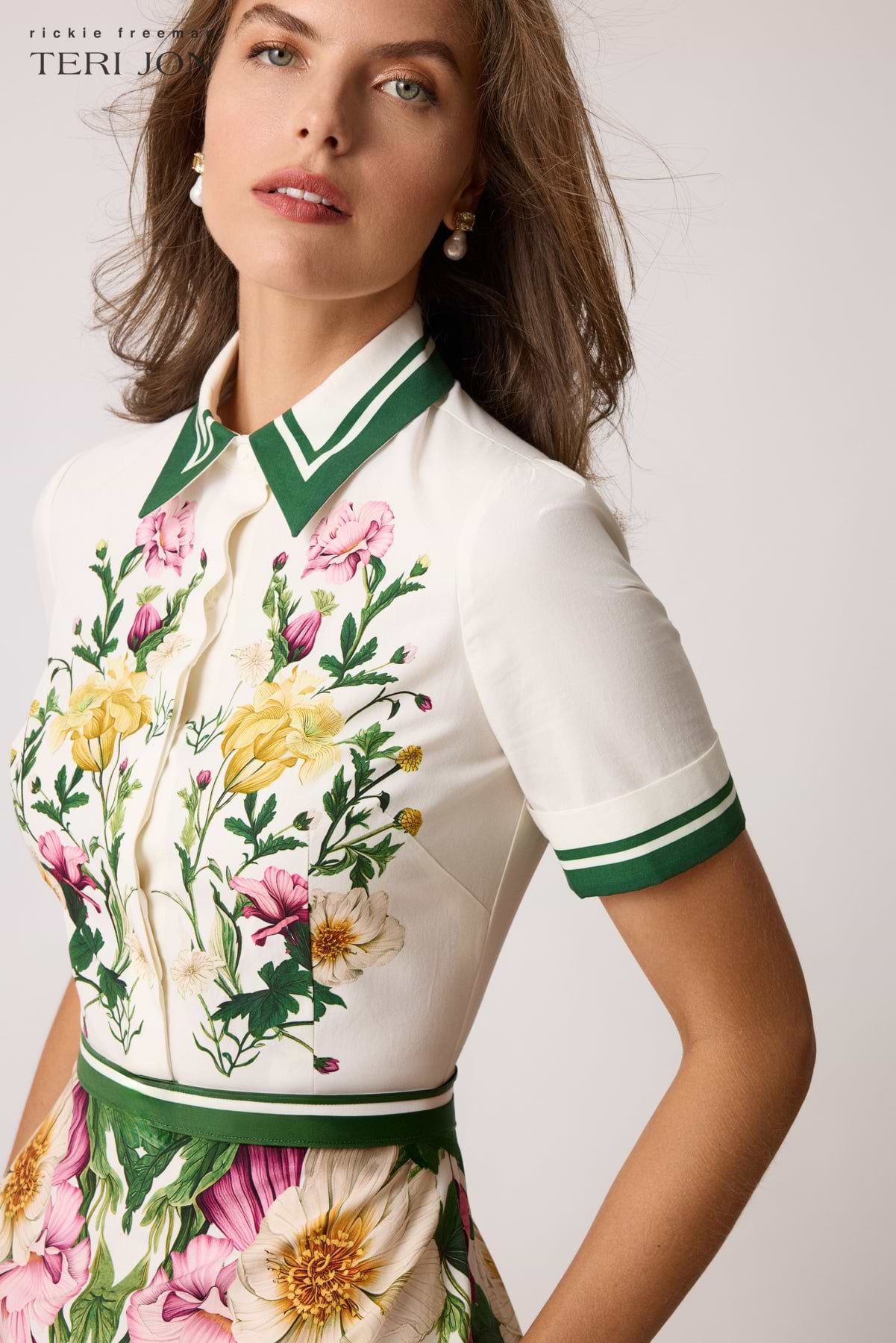 teri jon midi dress Floral Cotton Midi Shirt Dress – Terijon.com