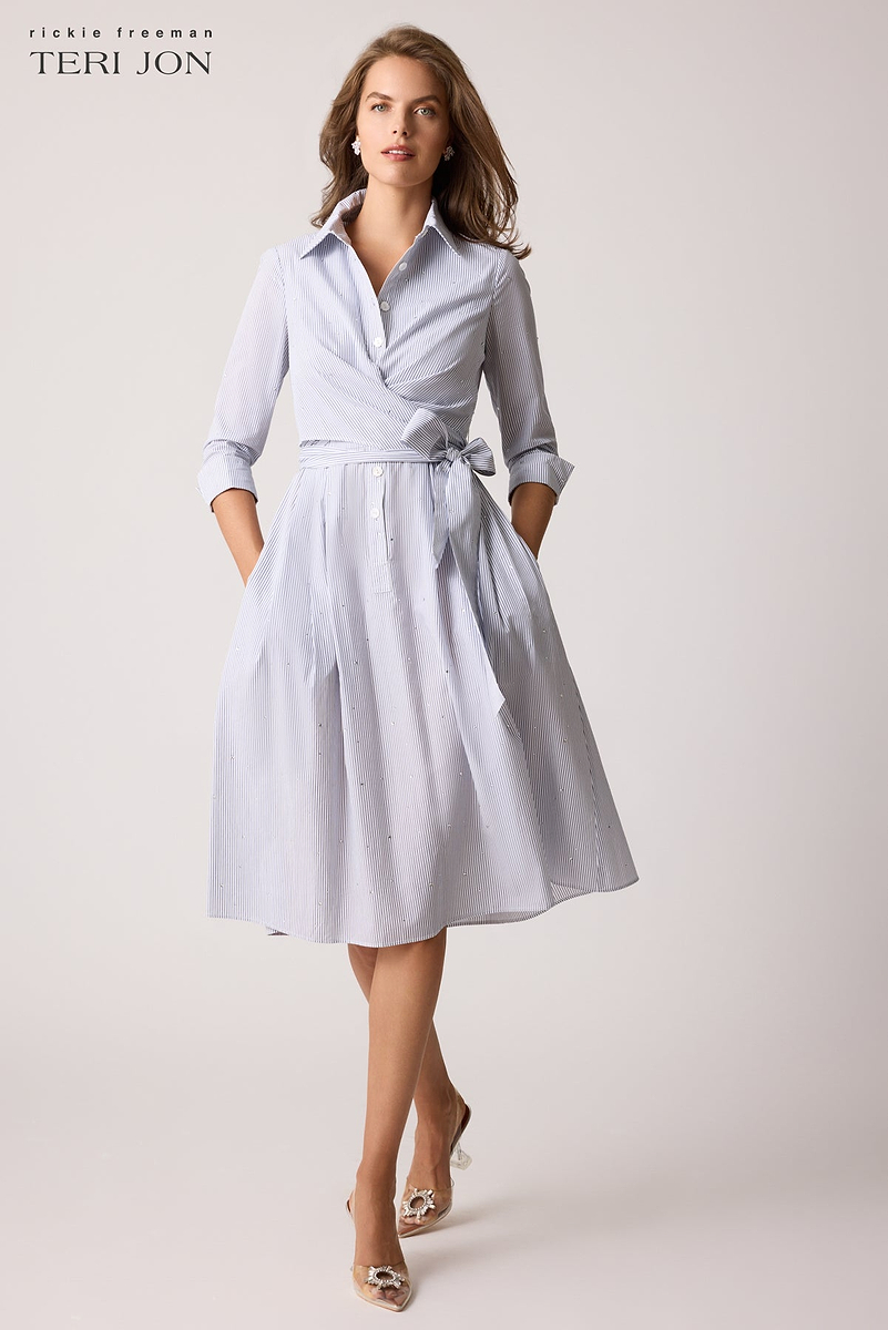 ワンピース Stripe Jacquard Shirt Dress English Factory Striped Jacquard Mini Shirt Dress – Capri by