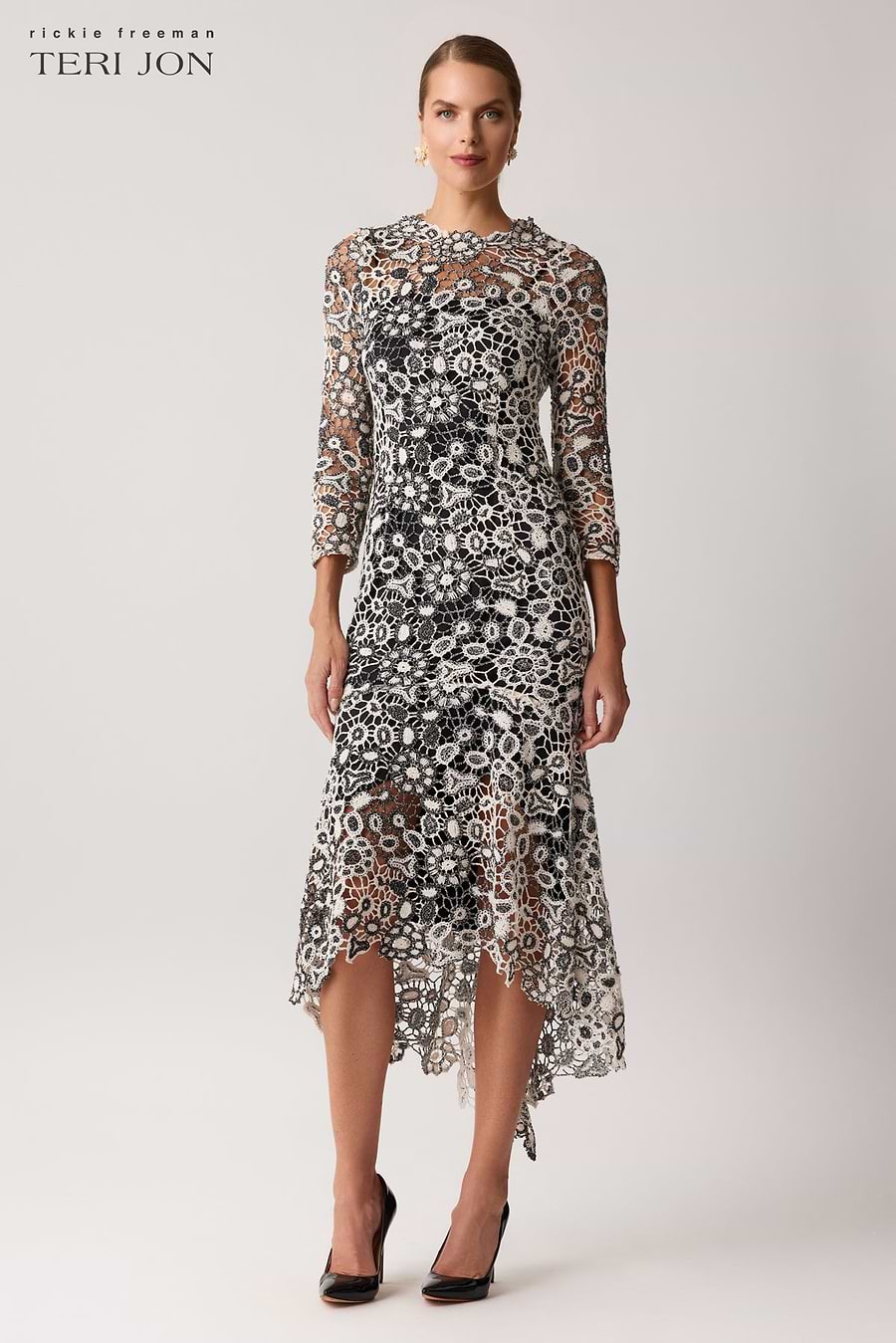 Crochet Lace High Low Midi Dress Crochet Lace High Low Midi Dress