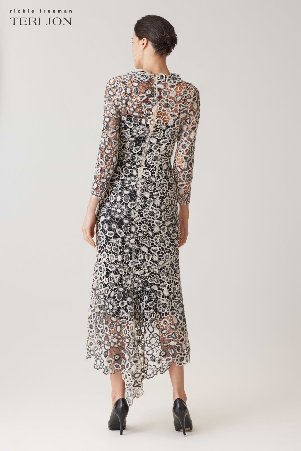 Crochet Lace High Low Midi Dress – Terijon.com