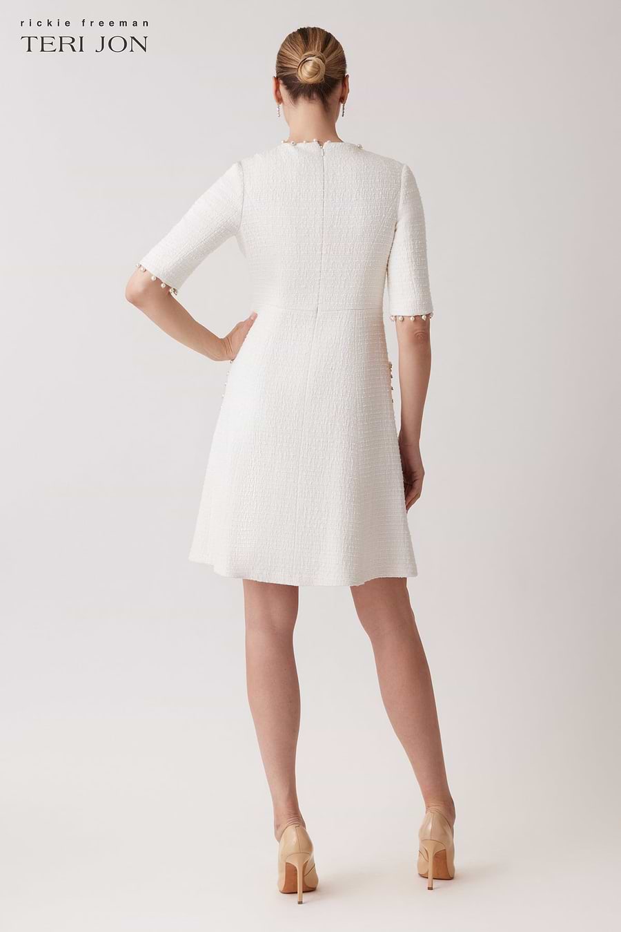 Boucle Pearl Trim With Pockets Dress – Terijon.com