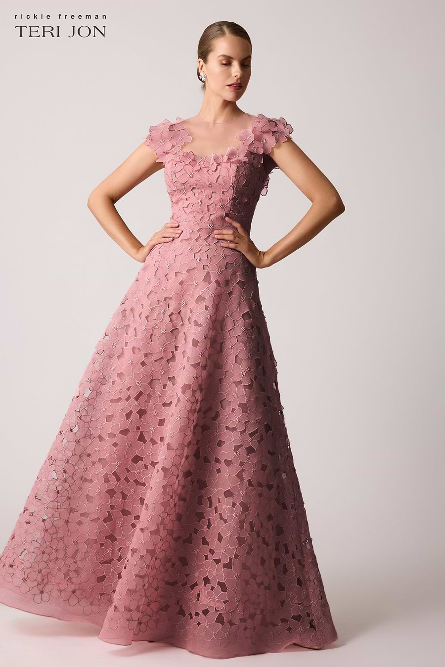 Organza Floral Re-Embroidered Gown Terijon.com Organza Floral Re-Embroidered Gown Terijon.com