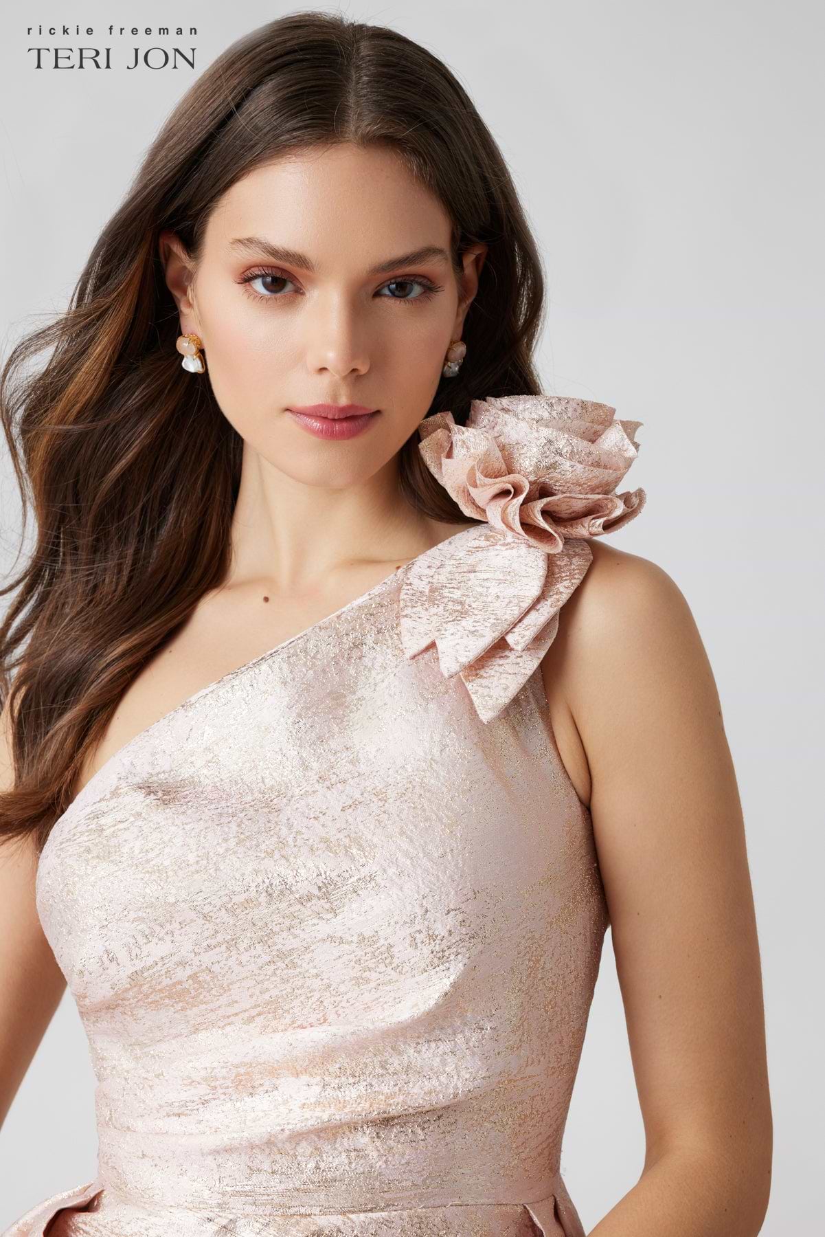 Metallic Jacquard Overlay Skirt Gown Metallic Jacquard Overlay Skirt Gown