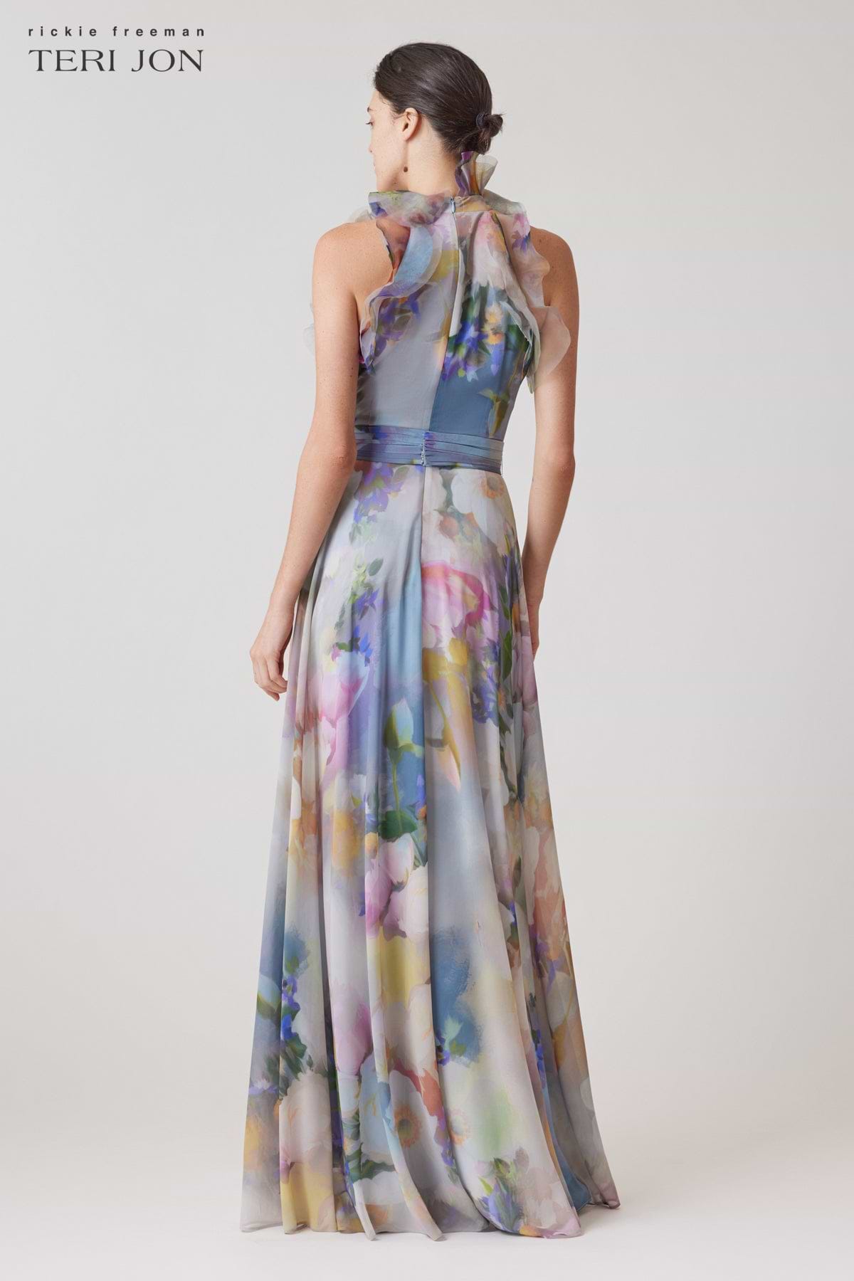Chiffon Watercolor Organza Halter Gown – Terijon.com