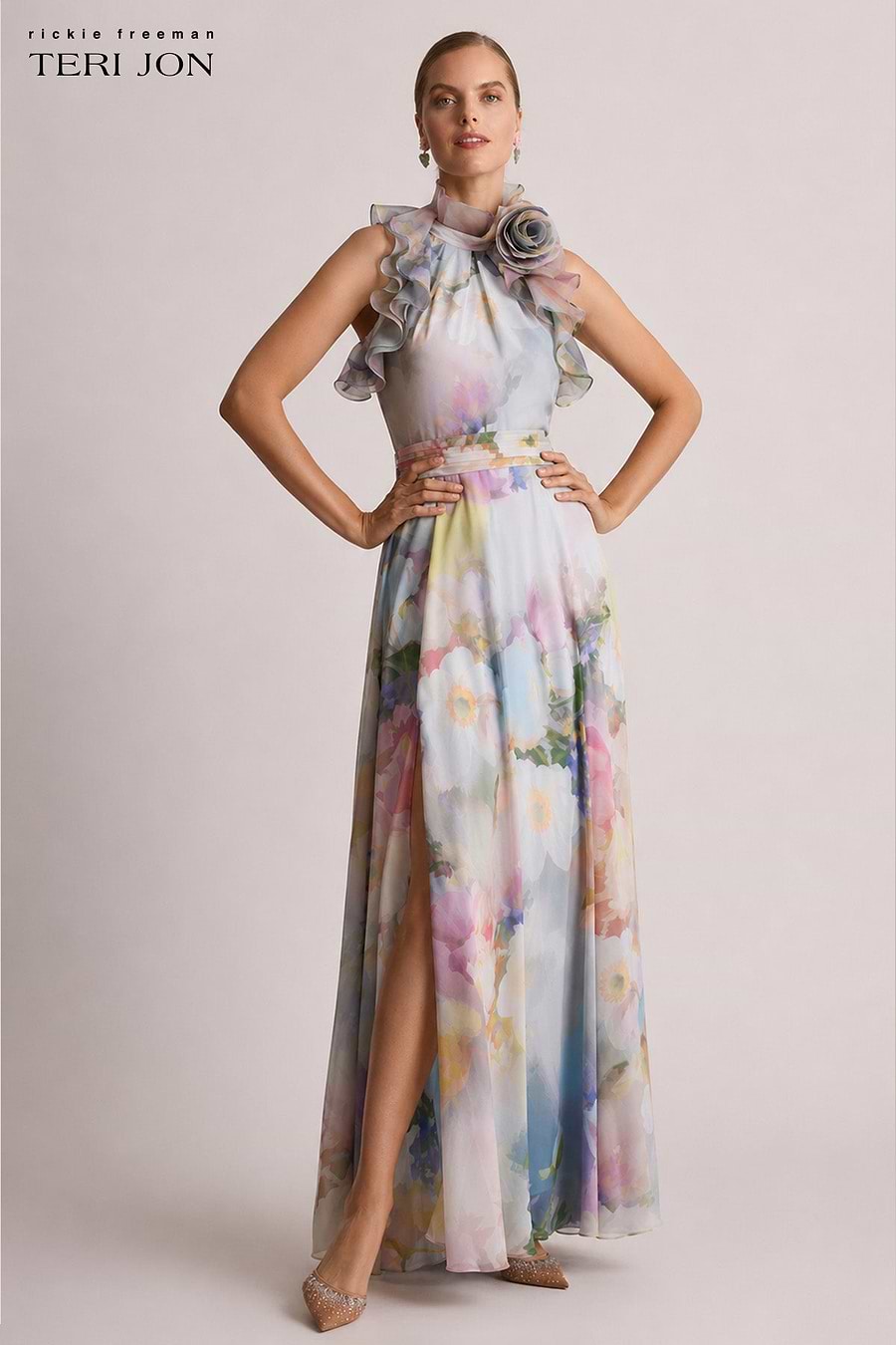 Chiffon Watercolor Organza Halter Gown Terijon.com Chiffon Watercolor Organza Halter Gown Terijon.com