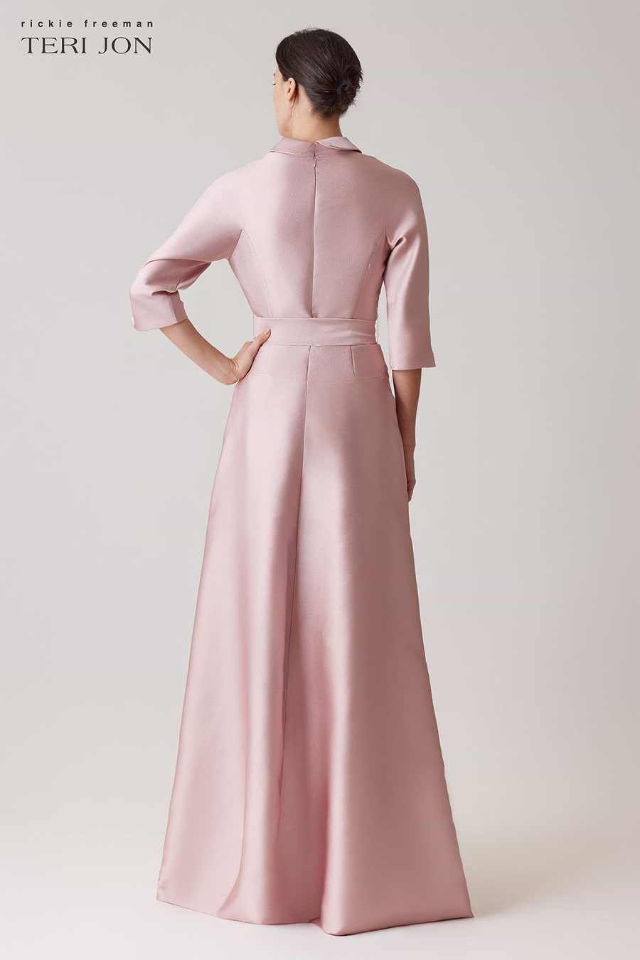 teri jon pink dress Teri Jon One Shoulder Bow Gown- Blush