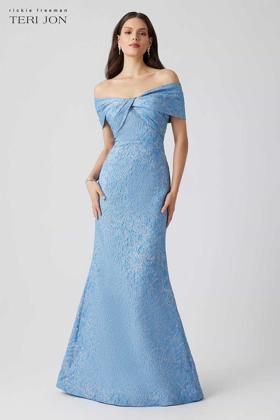 Jacquard Twist Bust Off Shoulder Mermaid Gown Terijon.com Jacquard Twist Bust Off Shoulder Mermaid Gown Terijon.com