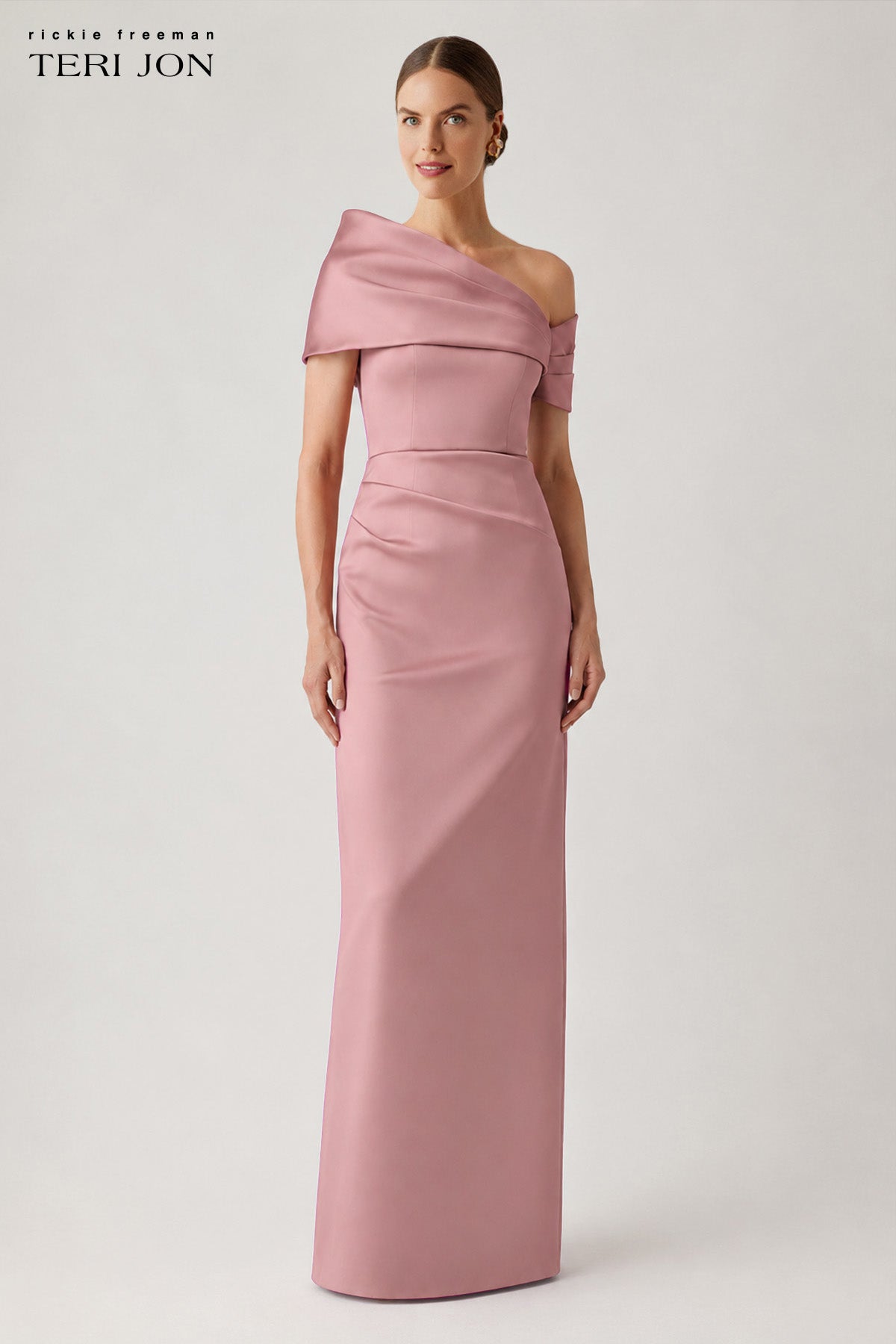 teri jon asymmetrical dress Metallic Jacquard Asymmetrical One Shoulder Evening Gown