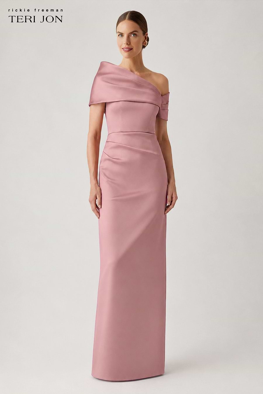 teri jon asymmetrical dress Metallic Jacquard Asymmetrical One Shoulder Evening Gown