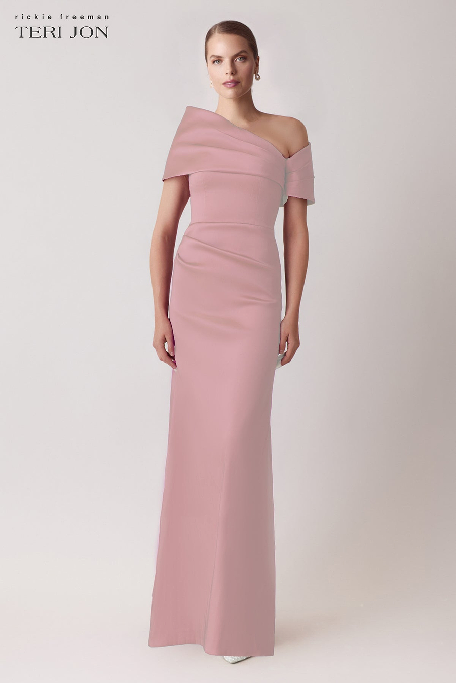 mikado off-the-shoulder shift dress Teri Jon Stretch Mikado Asymmetrical Off Shoulder Cuff Gown Size 0