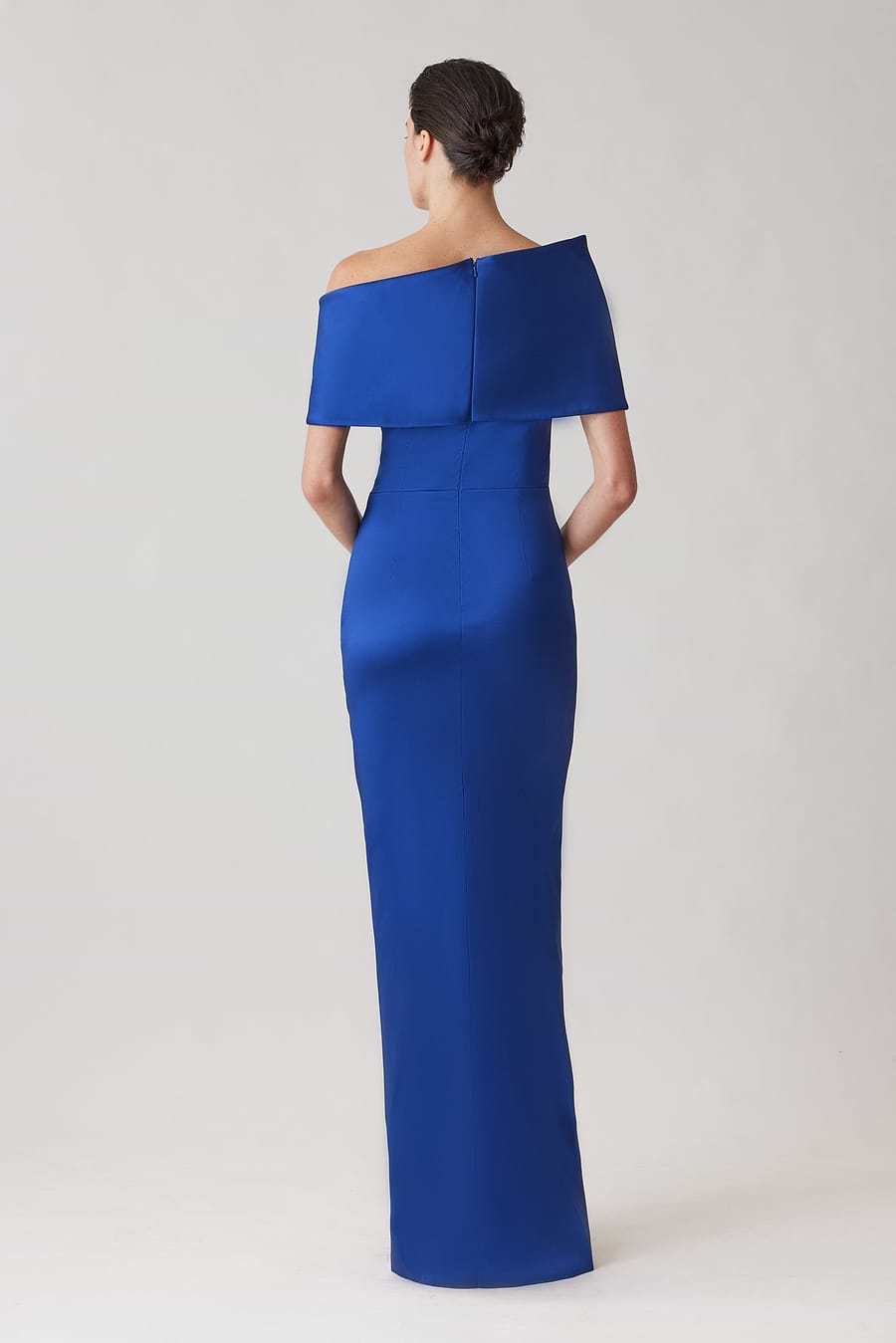 Teri Jon Stretch Mikado Asymmetrical Off Shoulder Cuff Gown Size 4 Teri Jon Stretch Mikado Asymmetrical Off Shoulder Cuff Gown Size 4