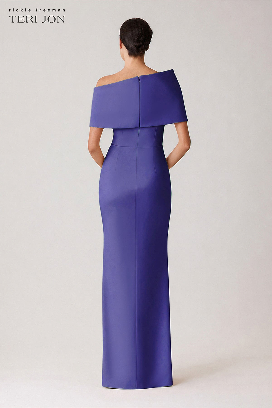 mikado off-the-shoulder shift dress Stretch Mikado Asymmetrical Off Shoulder Cuff Gown – Terijon.com