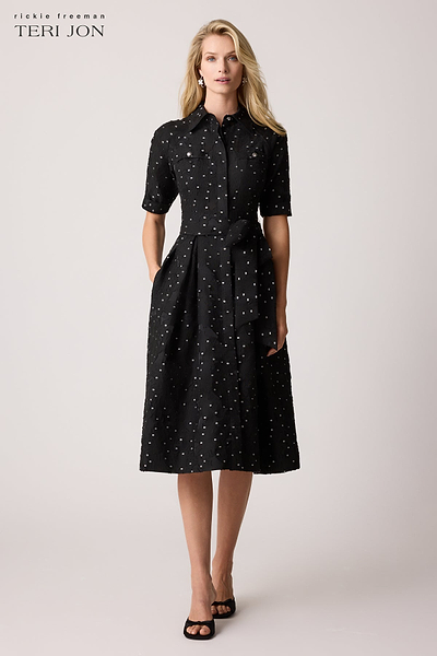 Polka Dot Short Sleeve Shirt Dress – Terijon.com
