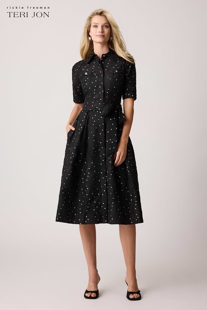 Polka Dot Short Sleeve Shirt Dress – Terijon.com