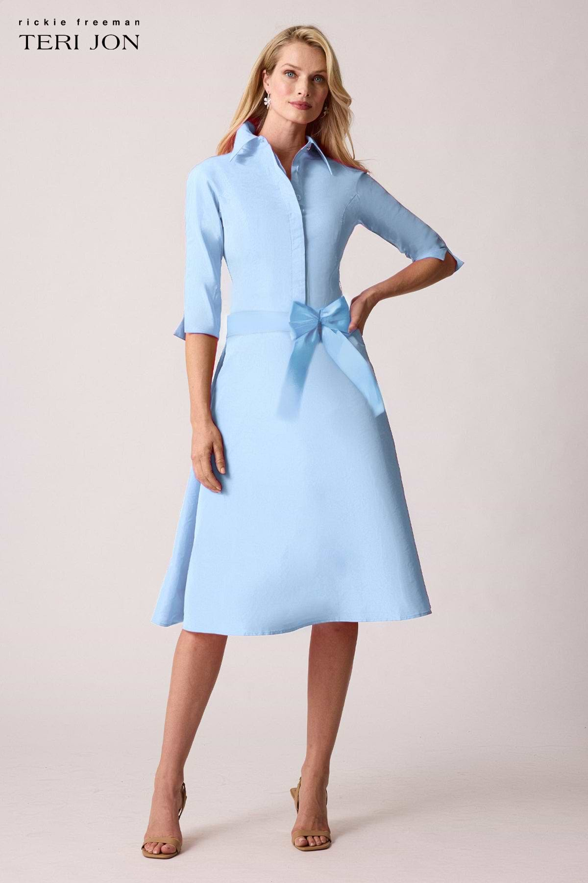 Taffeta Drop Waist Shirt Dress