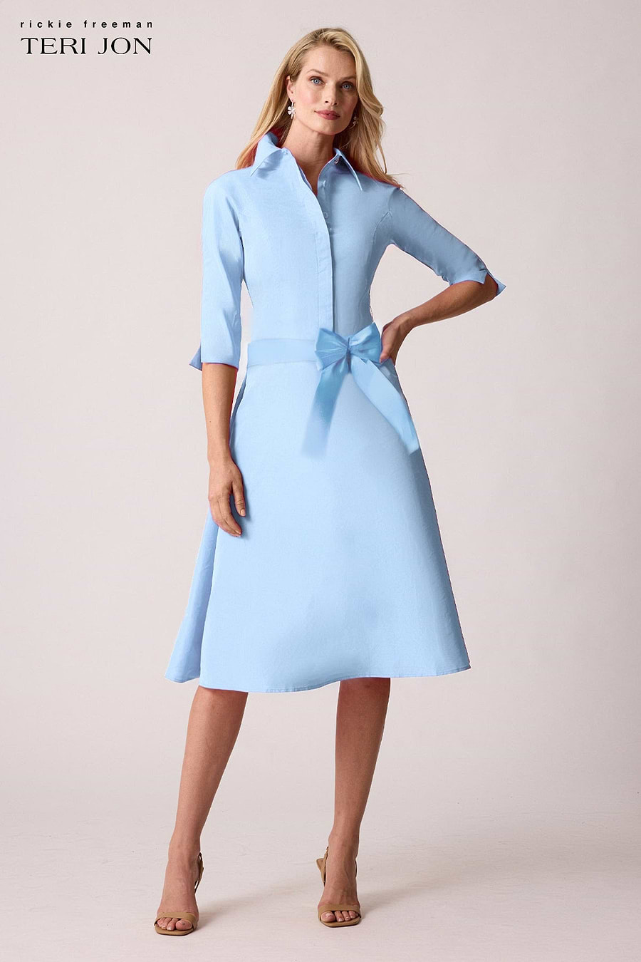 Taffeta Drop Waist Shirt Dress Terijon.com Taffeta Drop Waist Shirt Dress Terijon.com