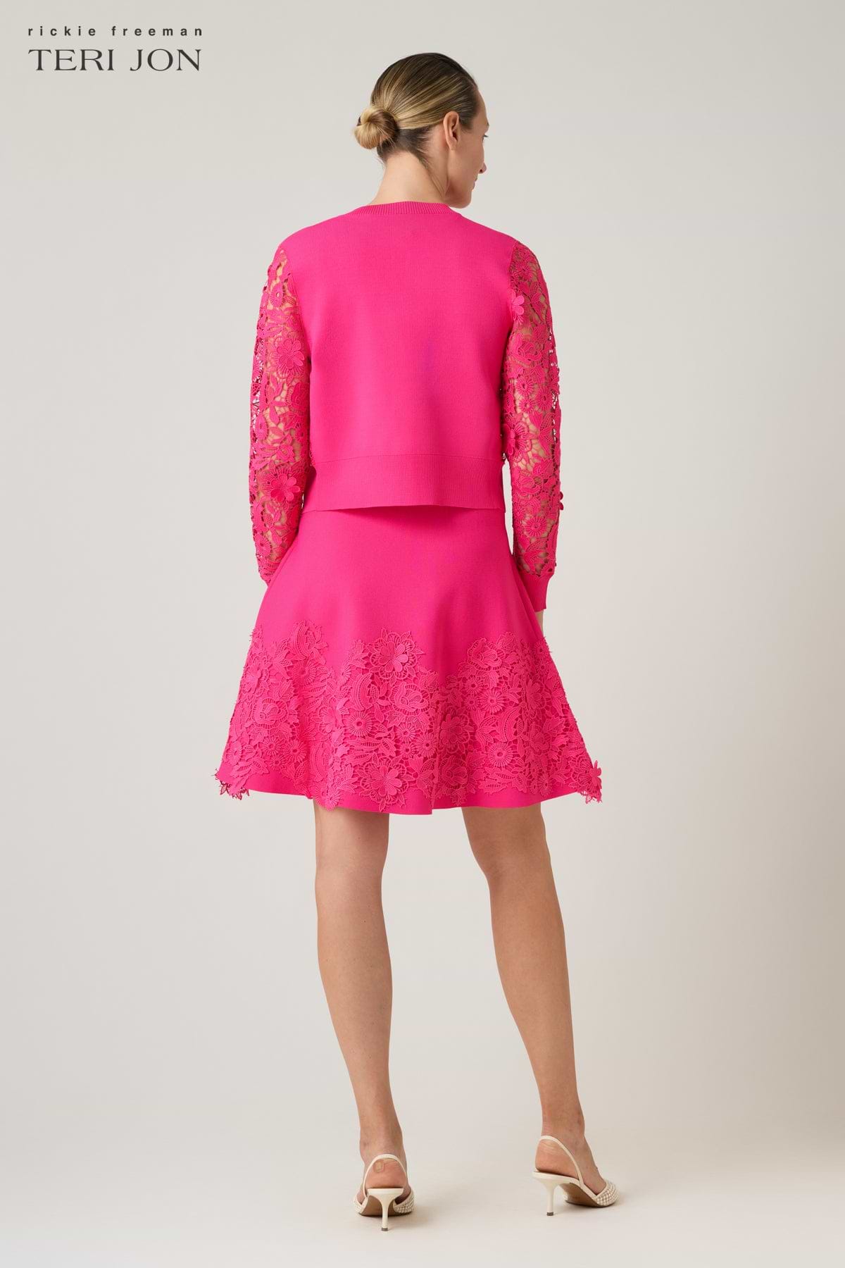 Knit Fit And Flare Lace Trim Dress – Terijon.com