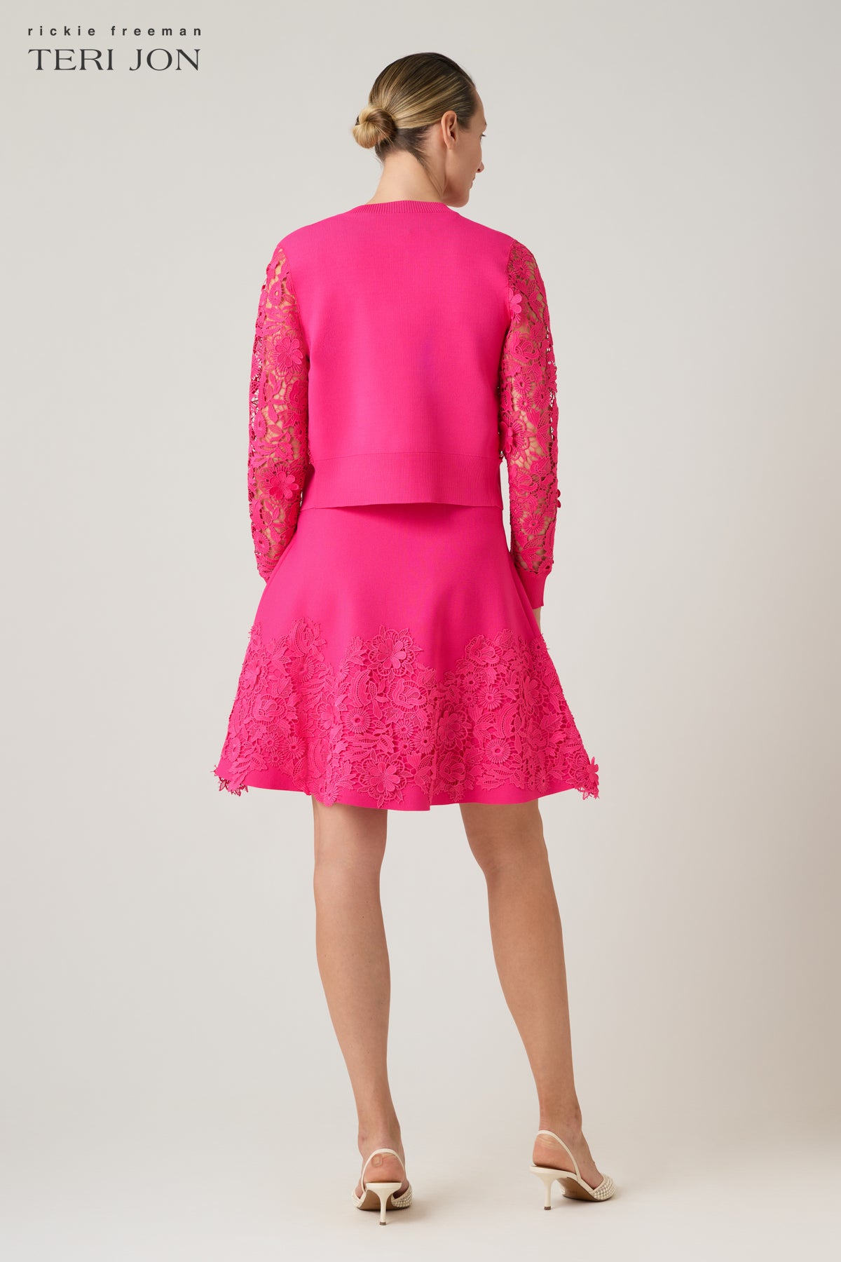Knit Fit And Flare Lace Trim Dress Terijon.com Knit Fit And Flare Lace Trim Dress Terijon.com